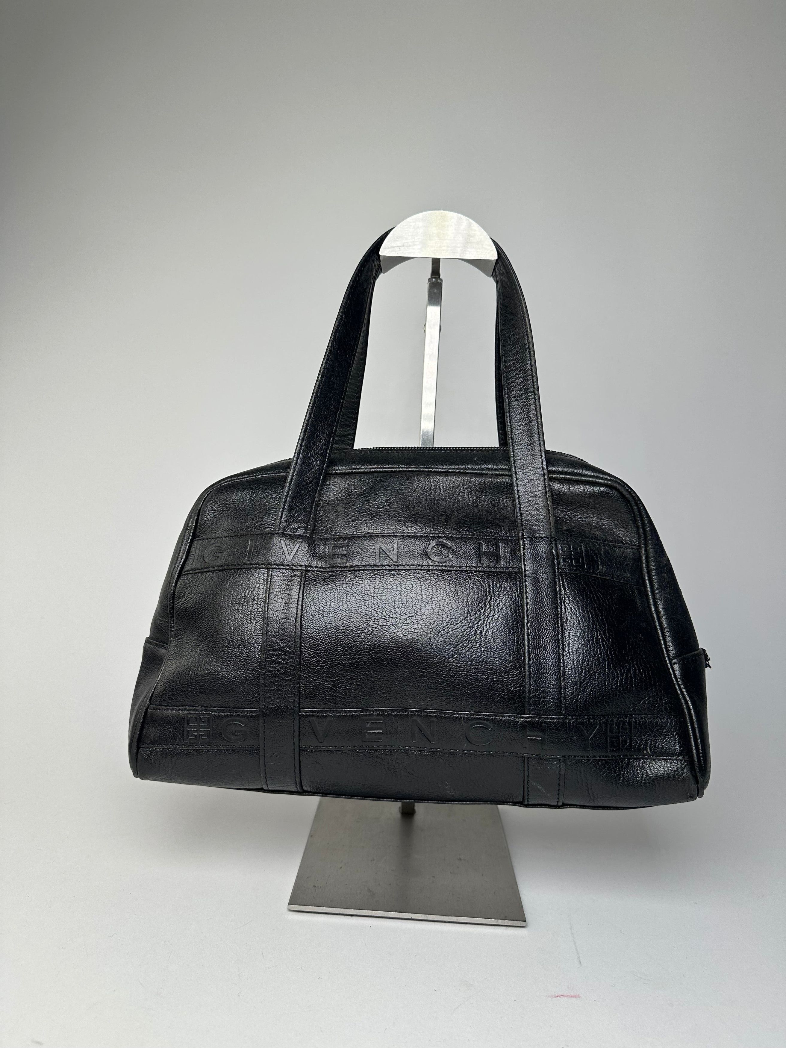 Givenchy Vintage 4G Embossed Leather Bowler Handbag Black Size ONE SIZE - 1 Thumbnail