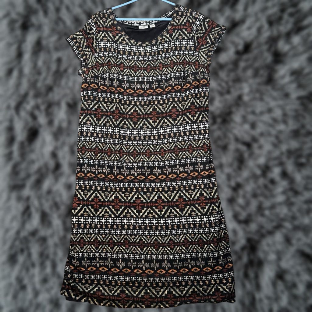 Vintage Cato Dress Plus Size 18/20 W Lined Midi Boho Southwestern Tribal Aztec Geometric Pattern Womens Size XXL / US 16-18 / IT 52-54 - 1 Thumbnail