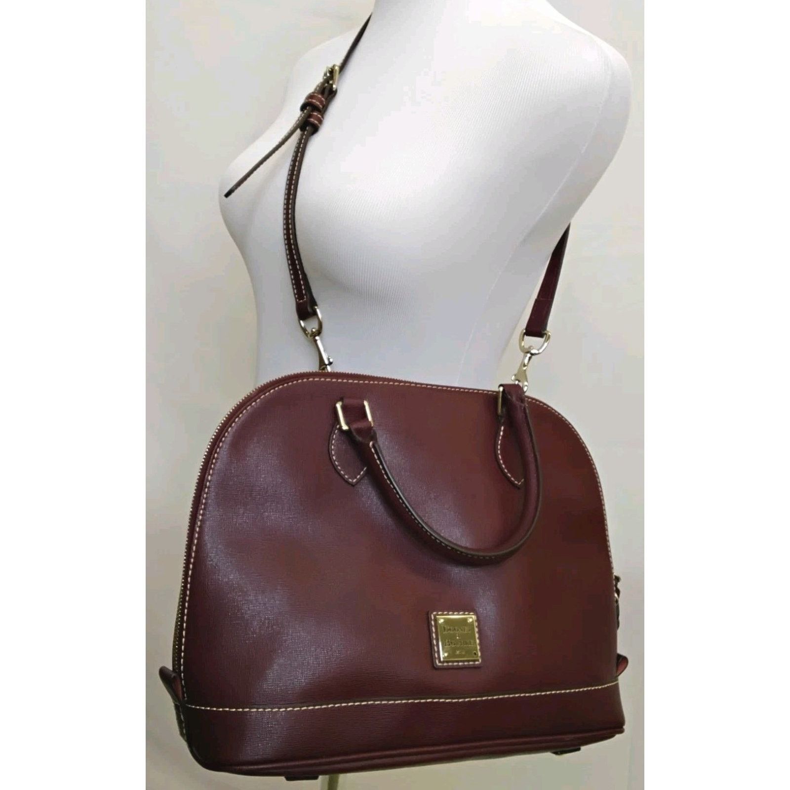 Dooney & Bourke Dooney & Bourke Satchel Handbag Deep Red Brushed Leather Size ONE SIZE - 2 Thumbnail