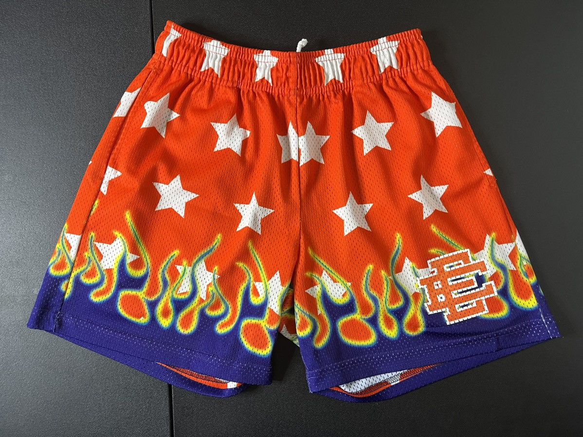 image of Eric Emanuel Ee Red/blue Flame Mesh Short - Small, Men's (Size 32)