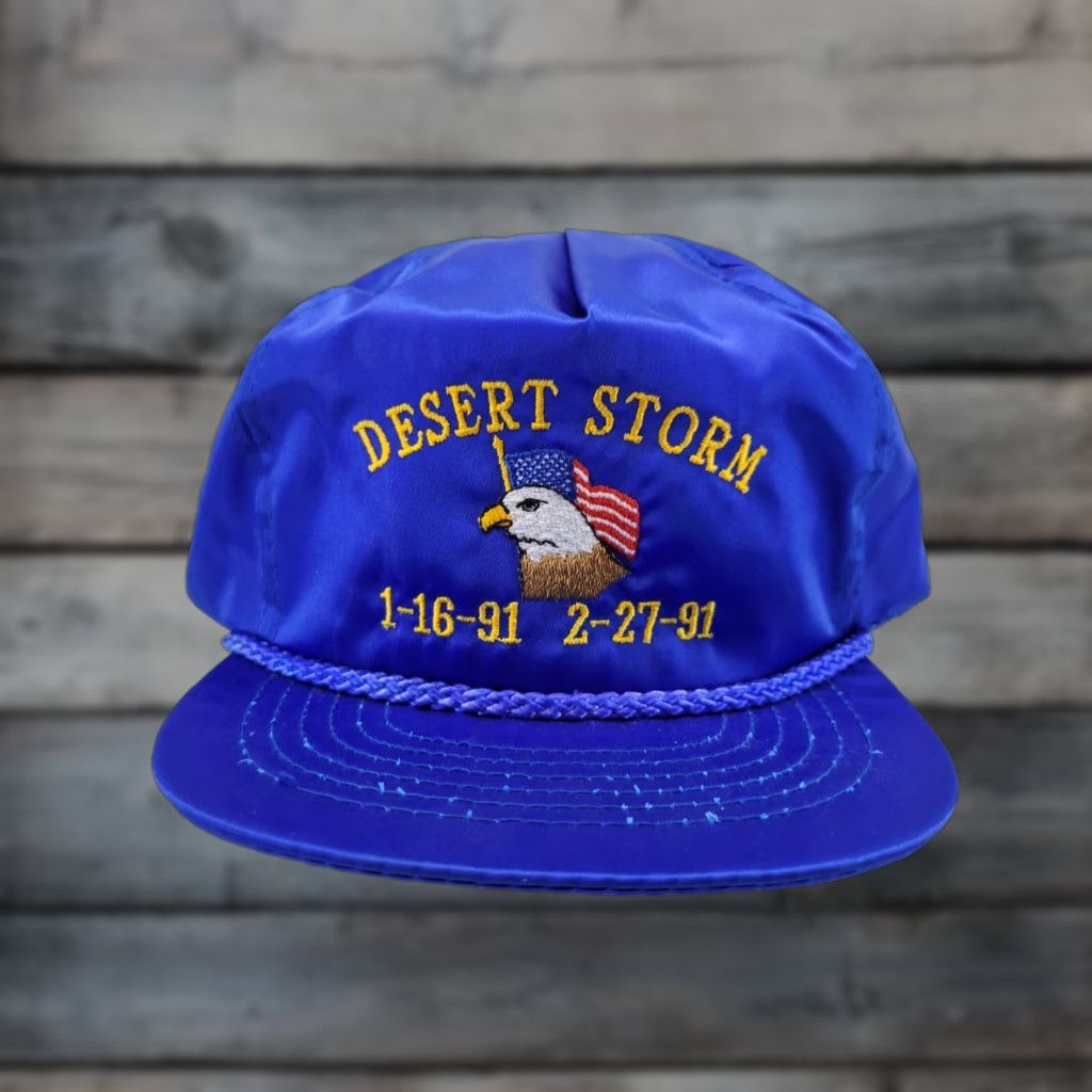 Vintage VINTAGE Operation Desert Storm Flag Foam Snapback Hat Made in USA Mens Snapback Navy Blue Size ONE SIZE - 1 Thumbnail