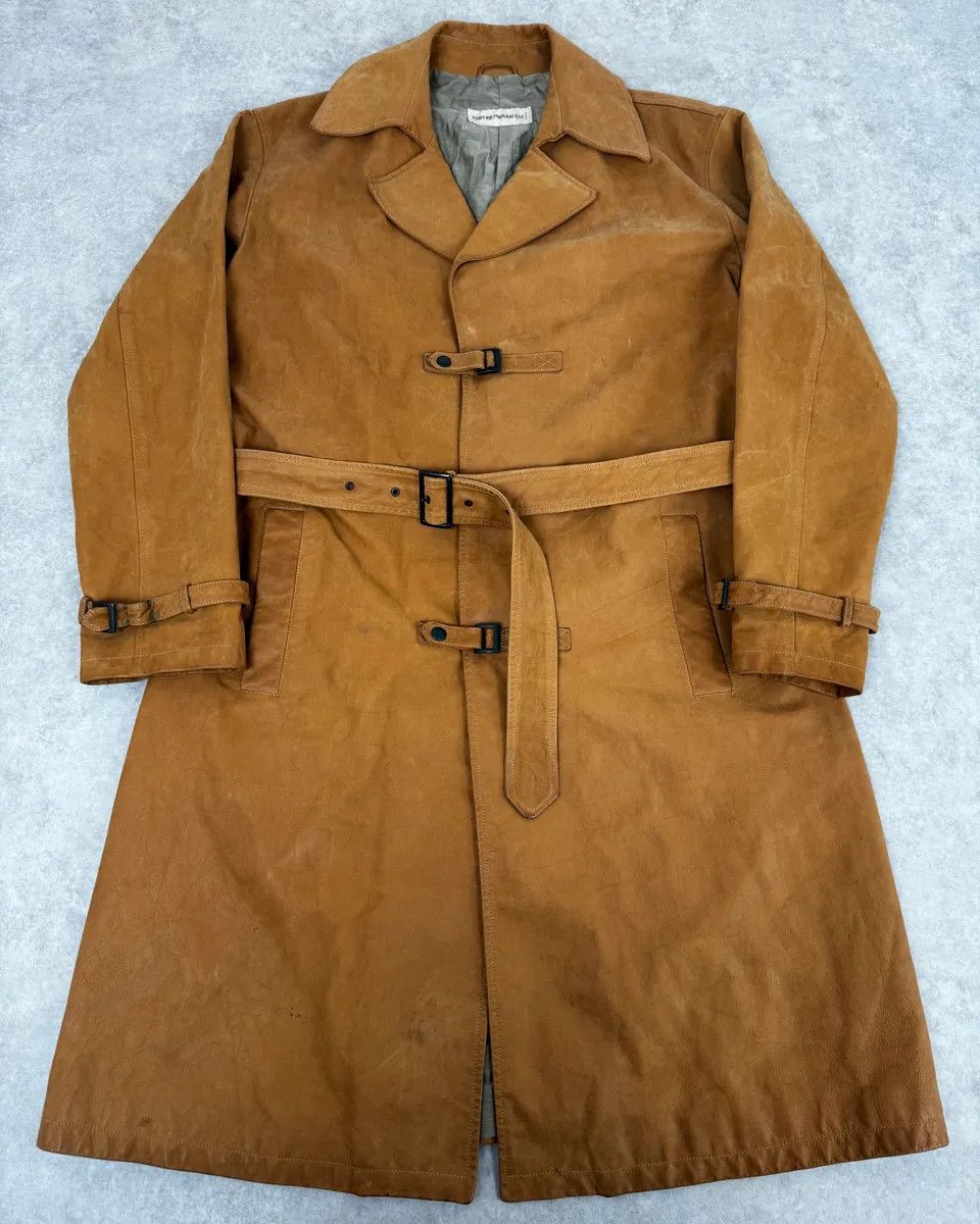 Emporio Armani SS2003 Emporio Armani Beige Leather Trench Jacket Size US L / EU 52-54 / 3 - 1 Thumbnail