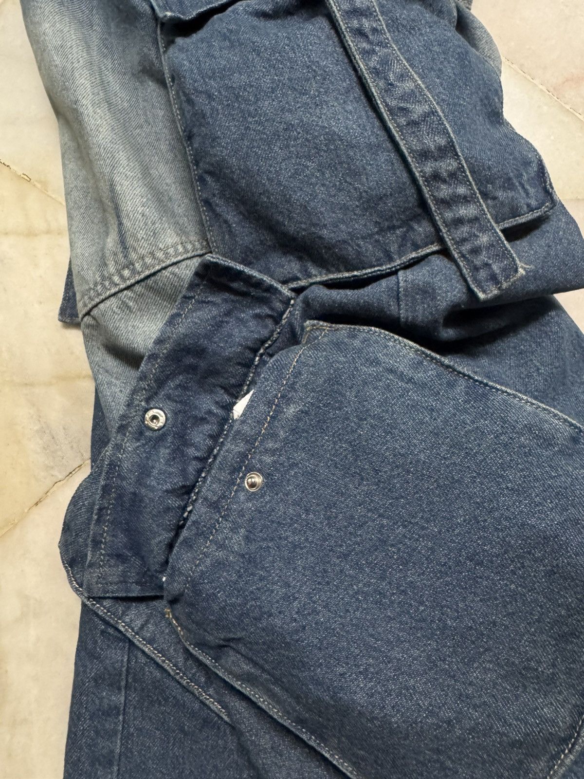20471120 💥Insane Baggy💥NJ SUPER BAGGY POCKET BUSHPANTS BLEACH DENIM Size US 32 / EU 48 - 10 Thumbnail