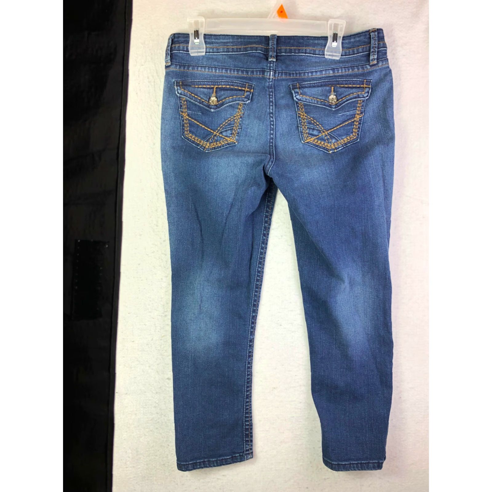 Denime a.n.a Mid Rise Skinny Jeans Juniors 29/8 Blue Denim Medium Wash Womens Regular Rise 8.5-10.5 Zip Inseam 23.5 in Size 29" - 2 Thumbnail
