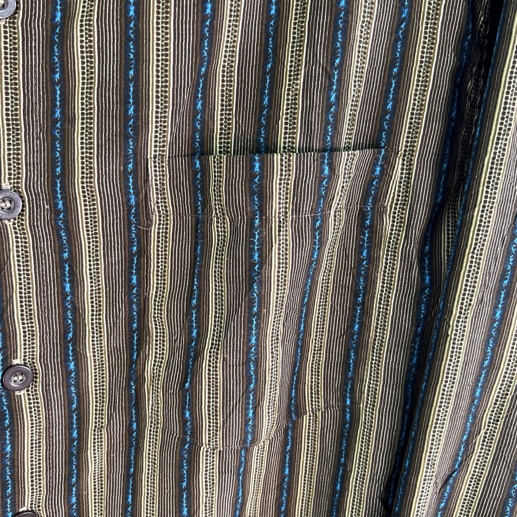 Point Zero Point Zero Classic Fit Button-Up Shirt Mens Size L Brown/Blue Striped Textured Collared Casual All Seasons Pockets Size US L / EU 52-54 / 3 - 5 Thumbnail