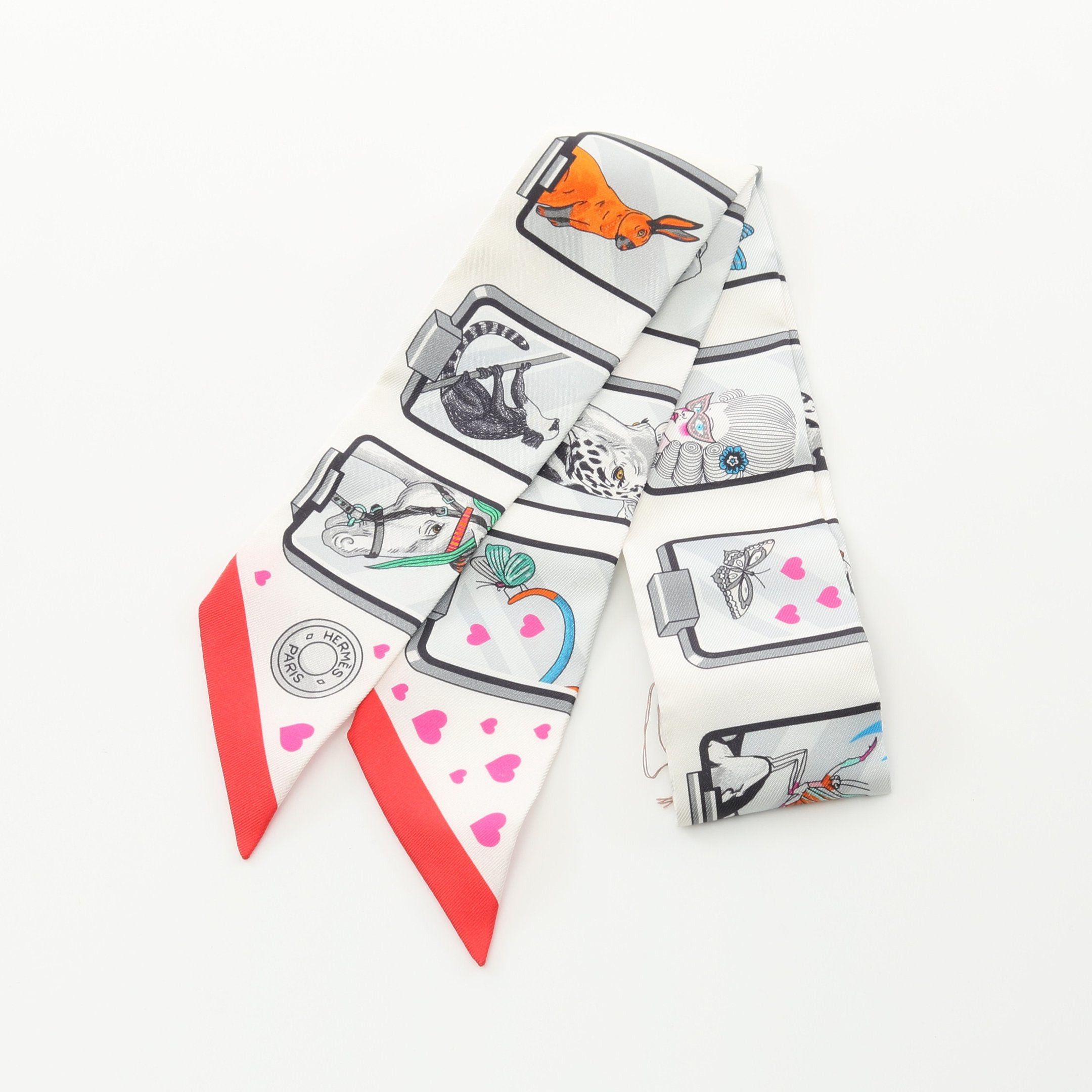 Hermes Hermes Twilly Hermes Story Scarf Silk White Multicolor Size ONE SIZE - 1 Thumbnail