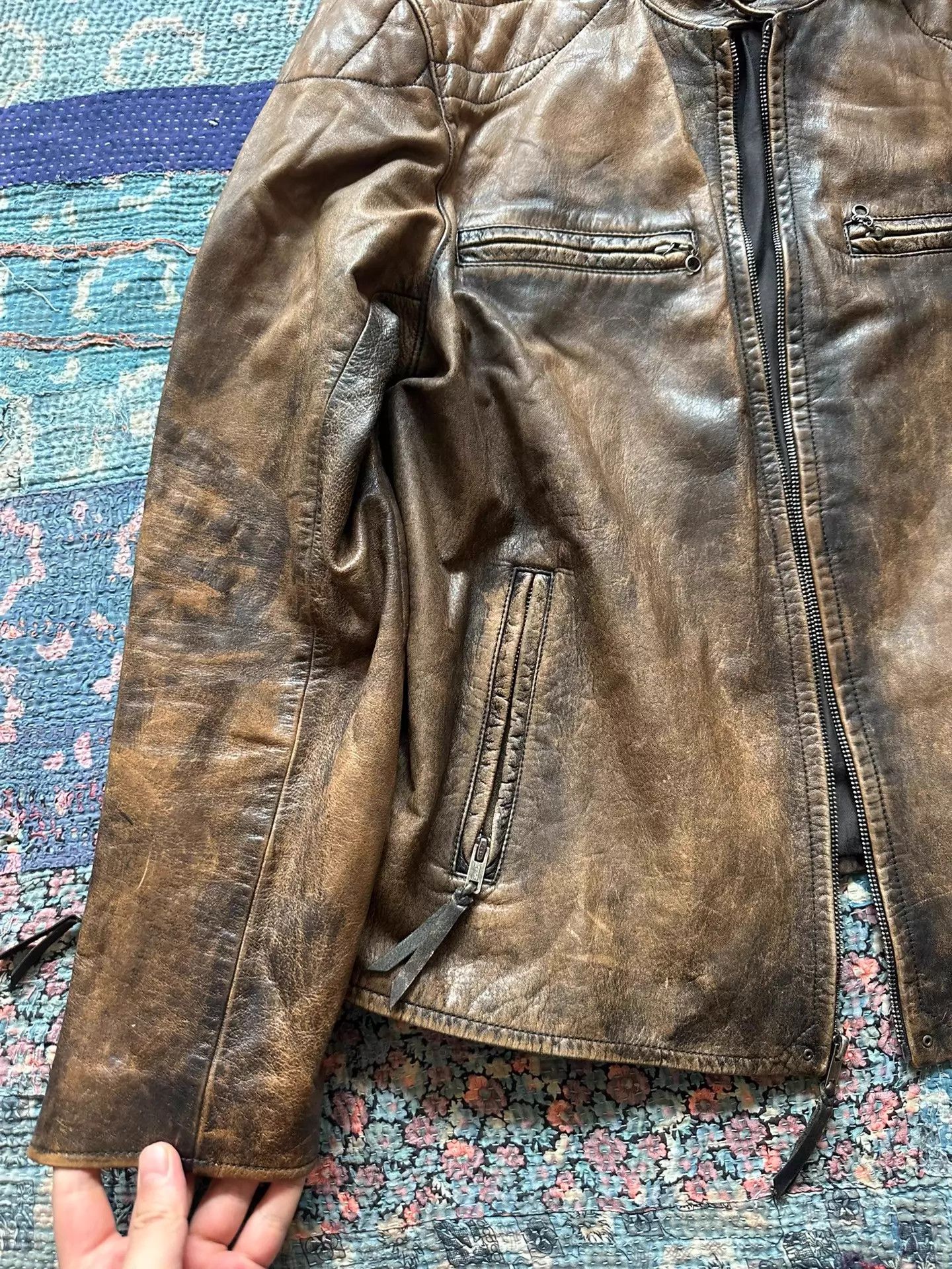Polo Ralph Lauren Polo RL RRL Distressed Biker Leather Jacket L Size US L / EU 52-54 / 3 - 5 Thumbnail