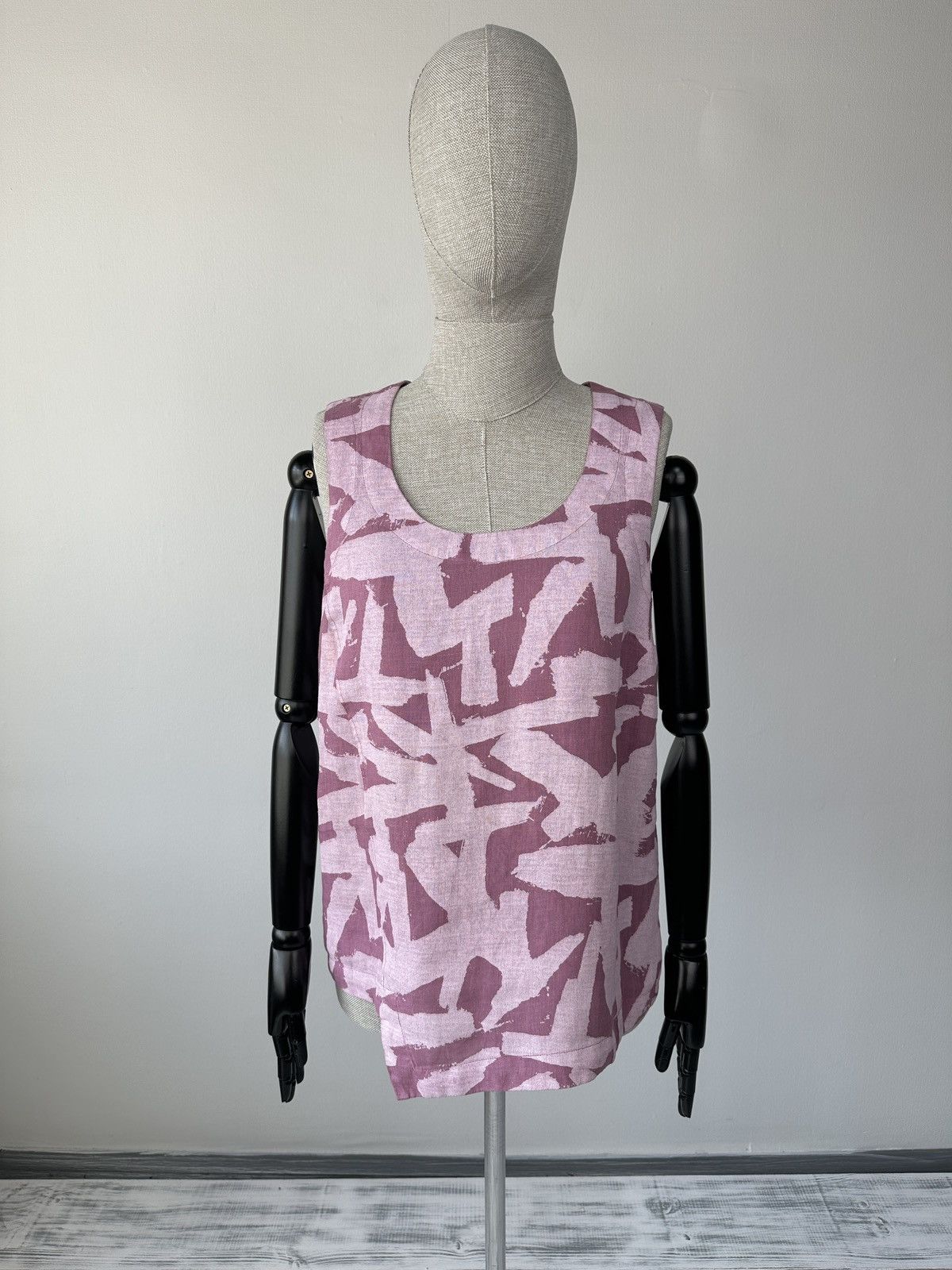 OSKA OSKA 100% Linen Abstract Geometric Tank Top Blouse Lagenlook Size S / US 4 / IT 40 - 1 Thumbnail