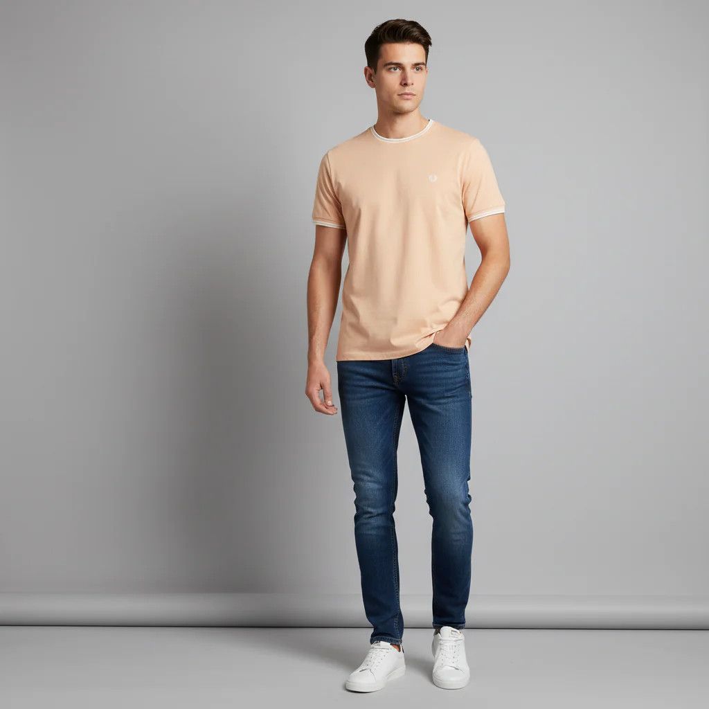 Fred Perry Fred Perry Men L / XL Shirt Peach 100% Cotton 1202 Size US L / EU 52-54 / 3 - 1 Thumbnail