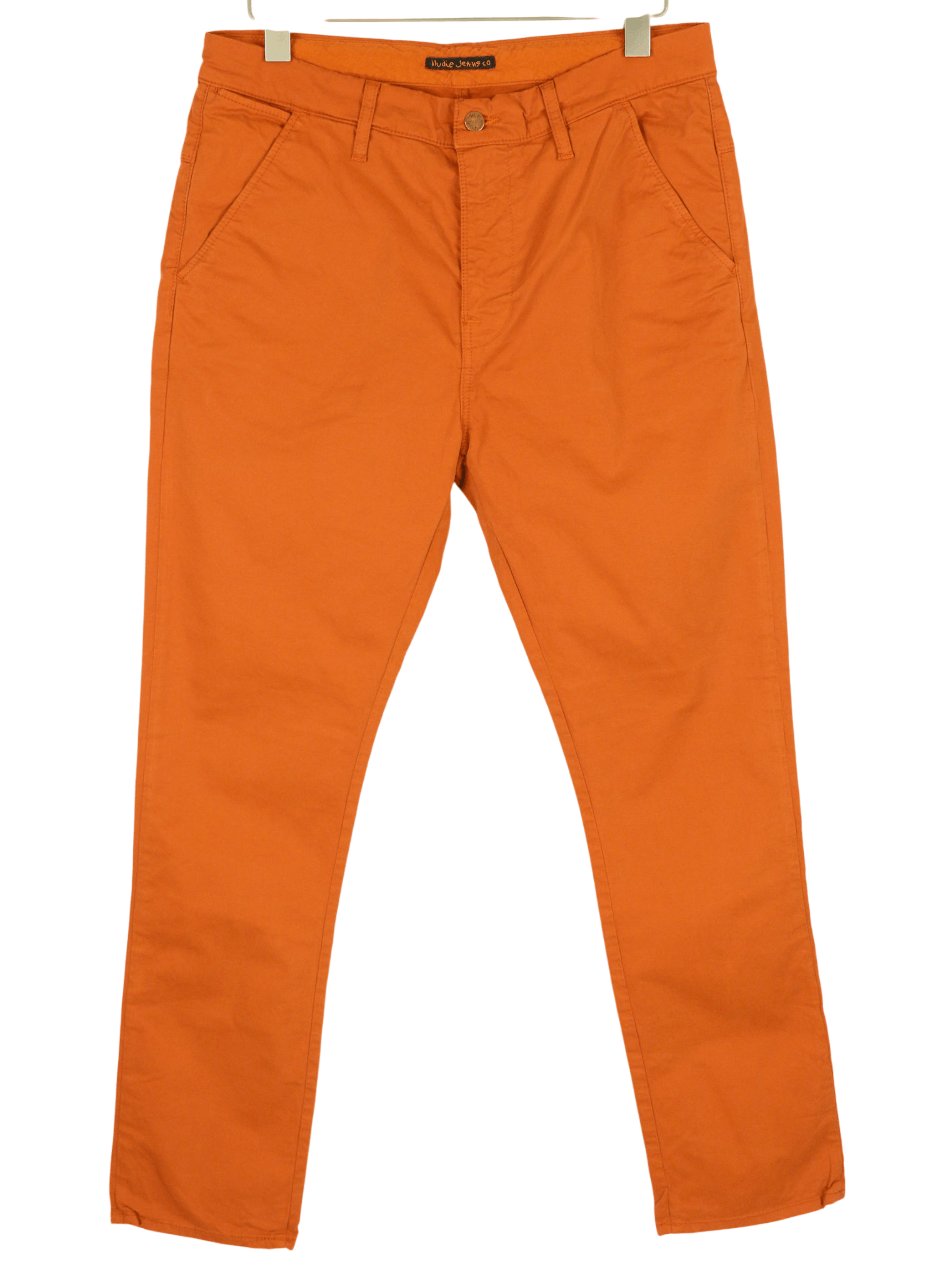 KHAKI SLIM W33/L32 Organic Warm Orange Zip Chino 81935
