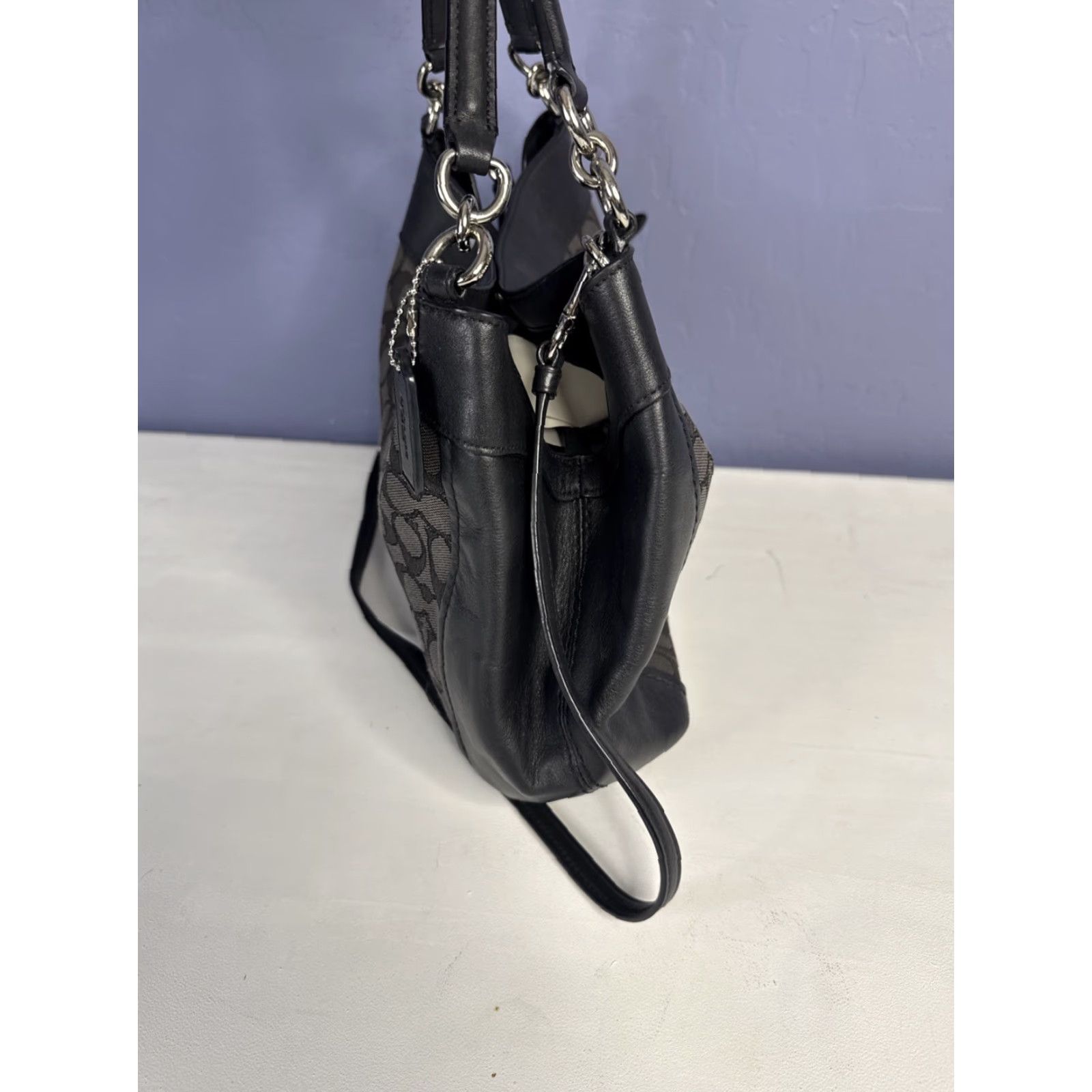 Coach Coach Bag Small Lexi F29548 Canvas Black Gray Jacquard Crossbody Leather Purse Size ONE SIZE - 4 Thumbnail