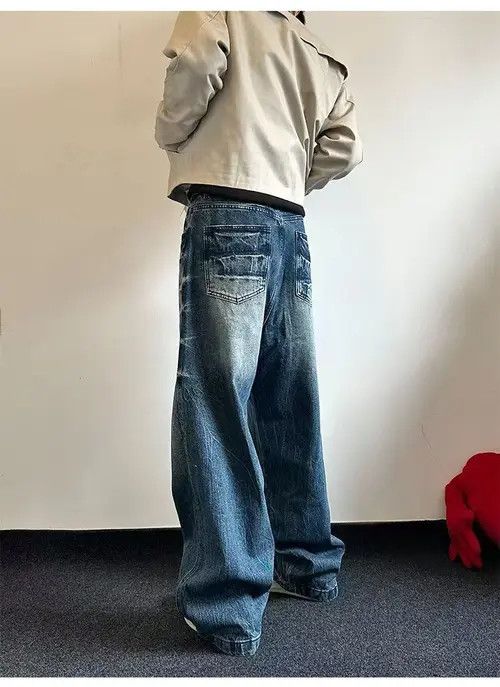 Japanese Brand × Jean Blue street washed vintage distressed straight jeans y2k Size US 32 / EU 48 - 4 Thumbnail
