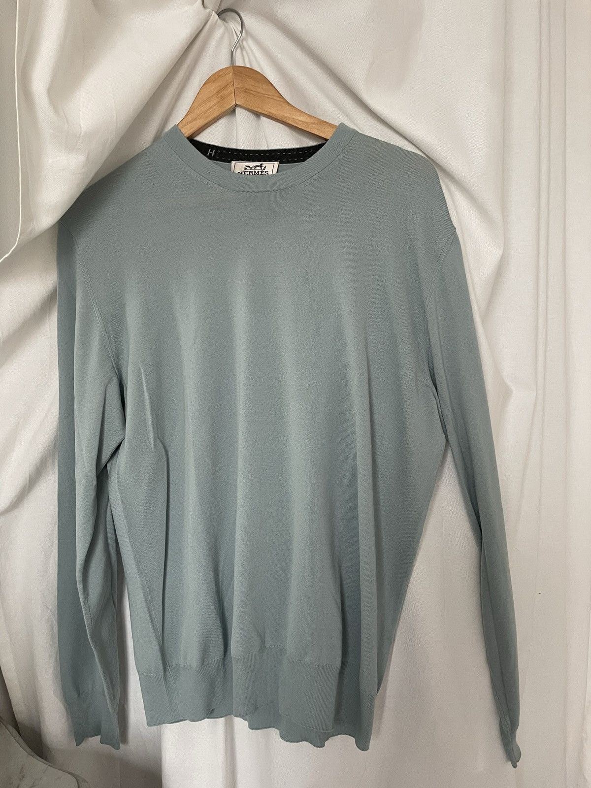 Hermes Hermes Men’s Light Blue Wool Light Pull Sweater L Size Size US M / EU 48-50 / 2 - 1 Thumbnail