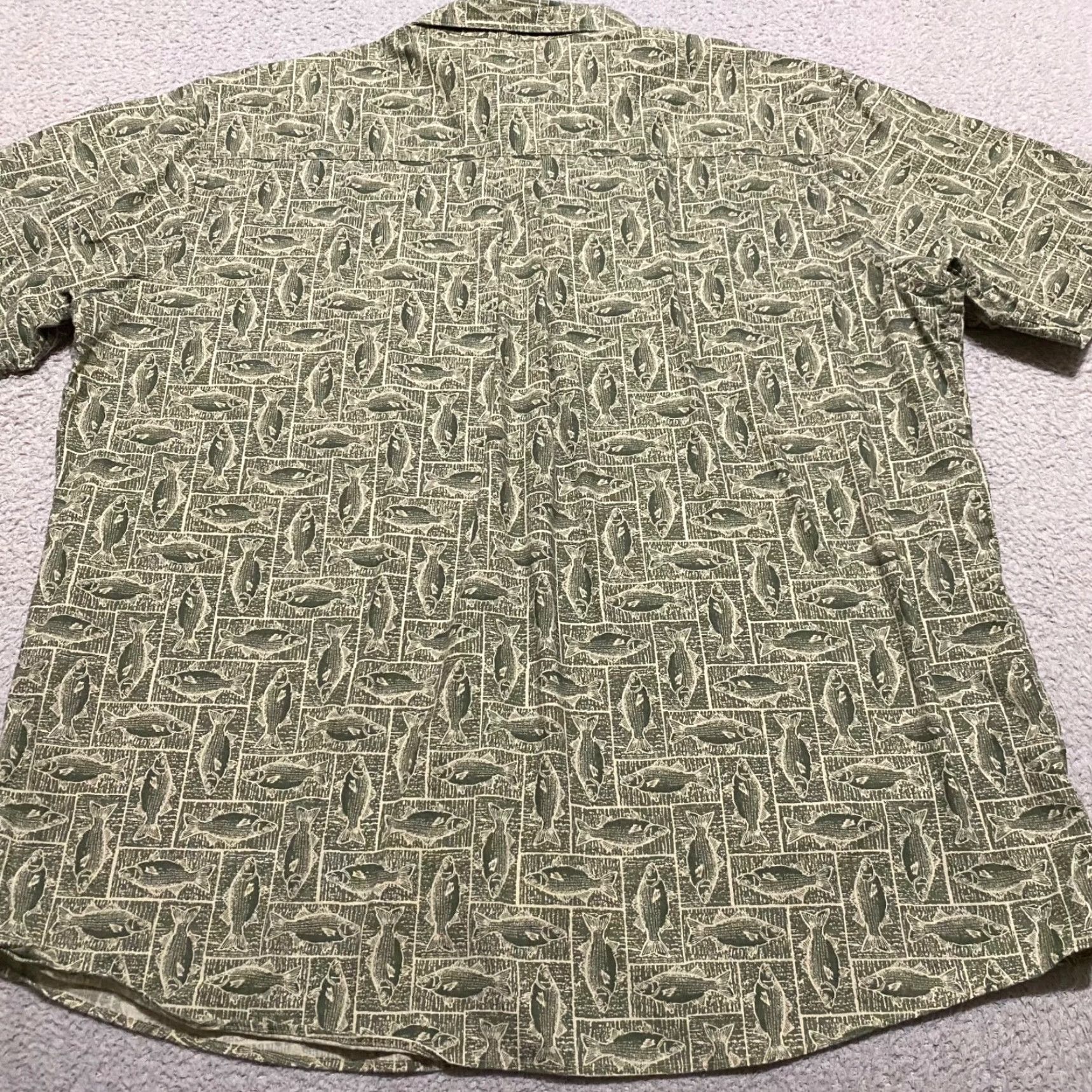 Vintage Woolrich Shirt XL Mens Green Fish Print Button-Up Short Sleeve 100% Cotton Size US XL / EU 56 / 4 - 2 Thumbnail