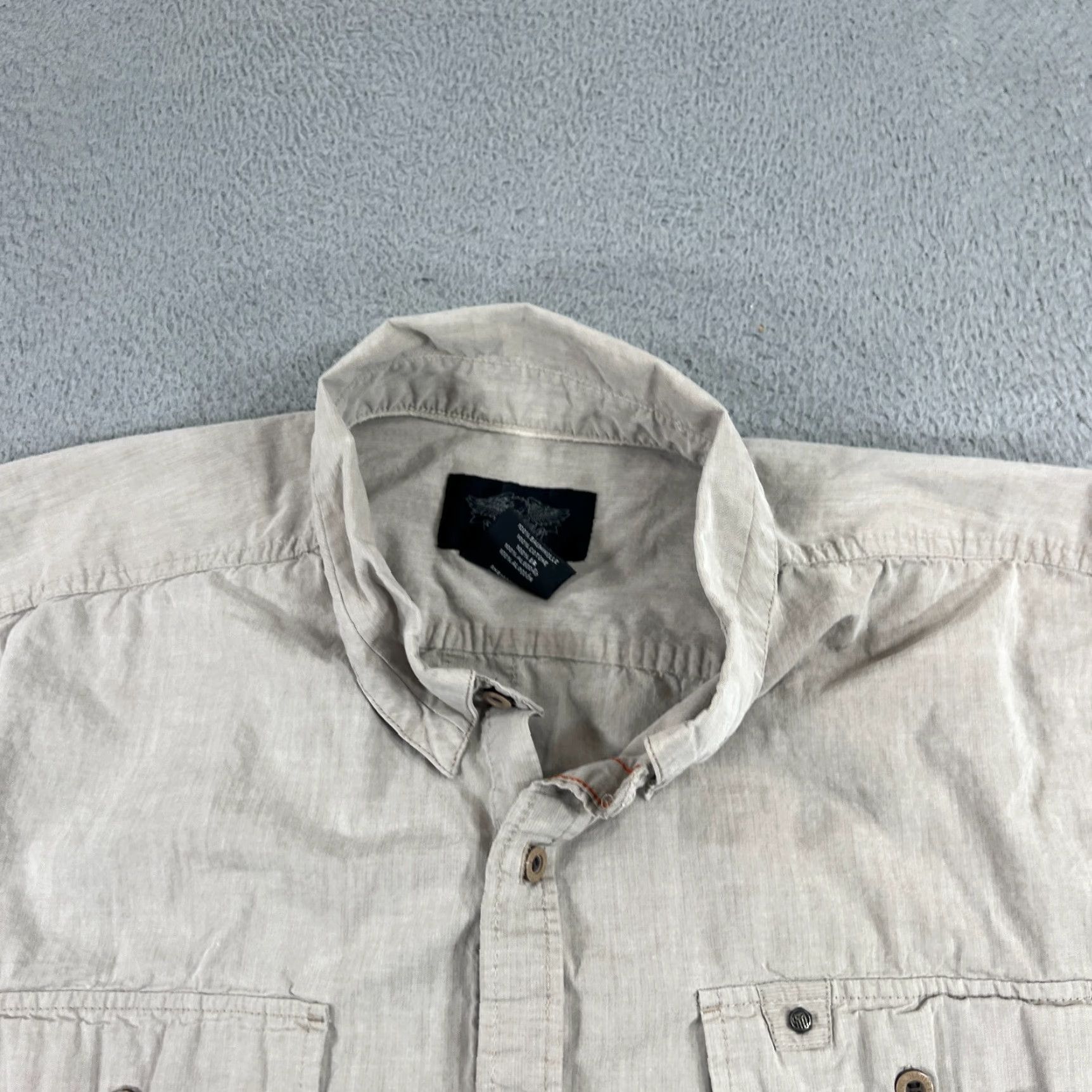 Harley Davidson Harley Davidson Motor Clothes Men's Button Down Short Sleeve Shirt 3XL Collared Tan Cotton Polyester Big & Tall Pockets Logo Size US XXL / EU 58 / 5 - 3 Thumbnail