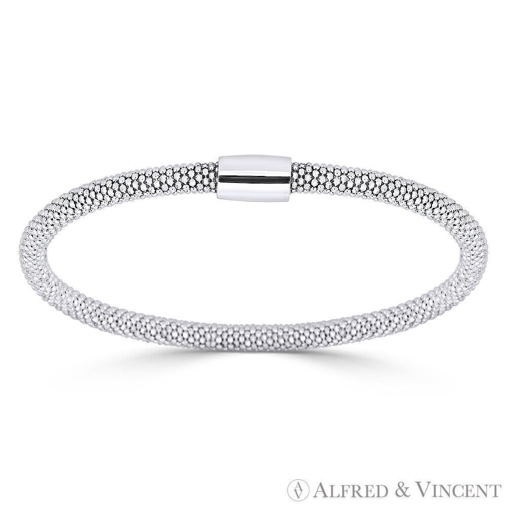 Other 4mm Popcorn Magnetic-Clasp Bangle in .925 Sterling Silver Size ONE SIZE - 1 Preview