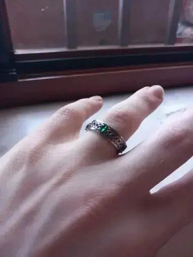 Jewelry x Ring Gold Plated Green Zircon Adjustable Ring in Silver, Men's