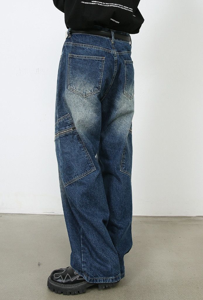 Japanese Brand × Jean Loose straight wide-leg custom pocket work jeans Size US 32 / EU 48 - 4 Thumbnail