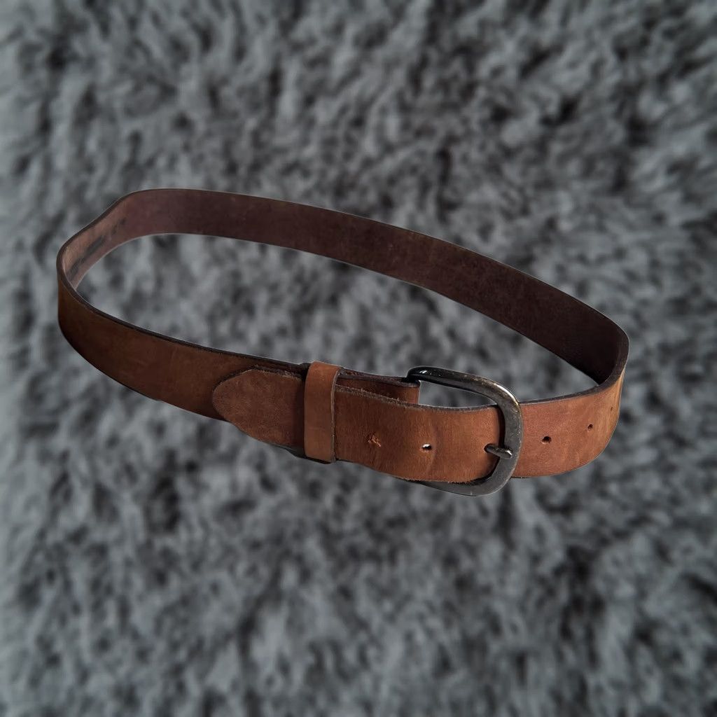 Vintage Justin Leather Belt Mens 38 Brown Work Buckle USA Leather Belt Mens 38 Brown Justin Size 38 - 1 Thumbnail