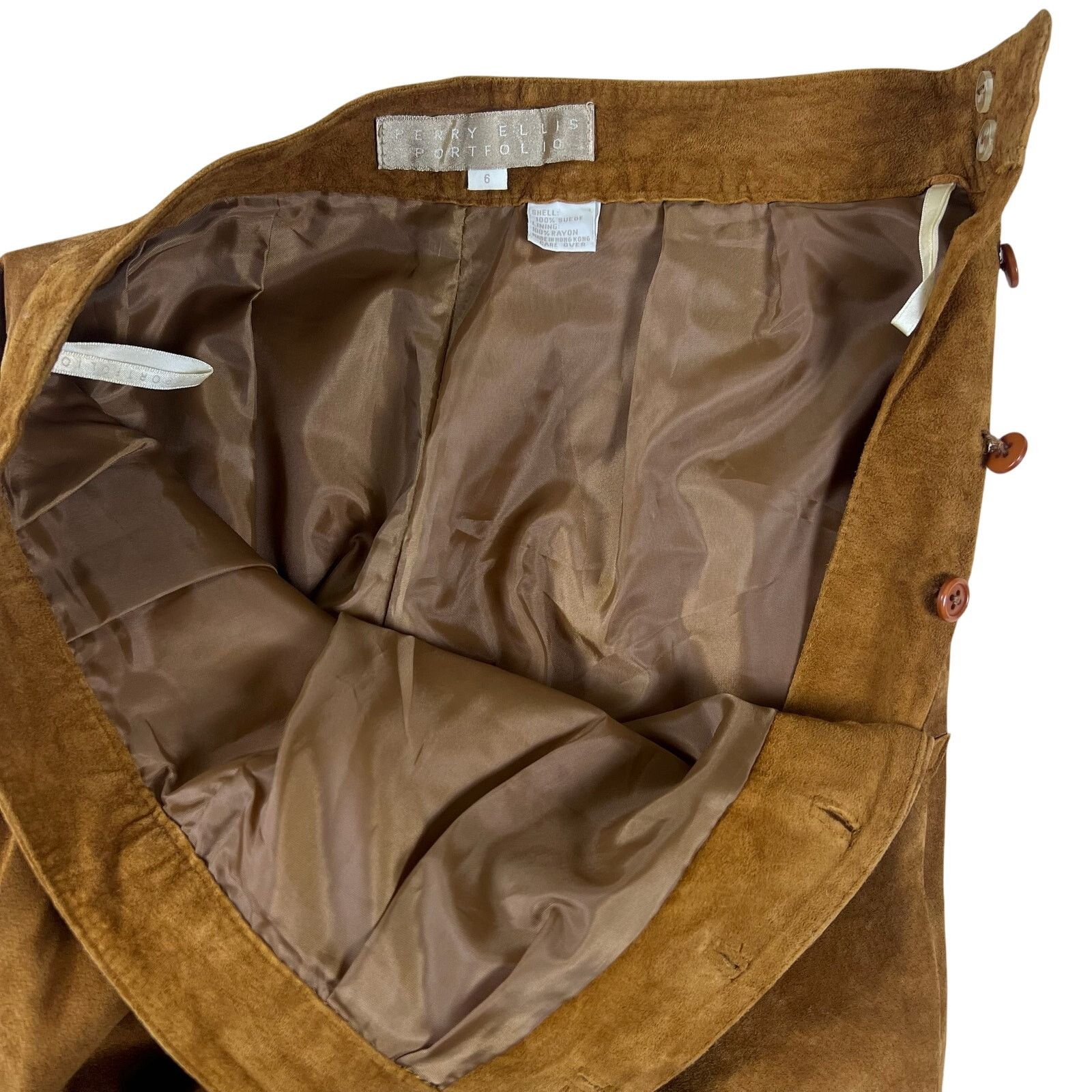 Perry Ellis Vintage Suede High-Waist Pants 6 | Perry Ellis Portfolio Size 28" / US 6 / IT 42 - 6 Thumbnail