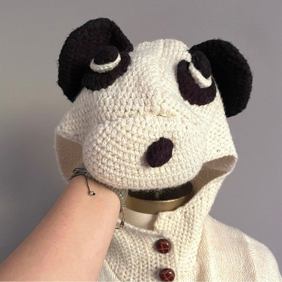 Vintage Vintage Puppy Hooded Wool Blend Cardigan Sweater - Small Size S / US 4 / IT 40 - 3 Thumbnail