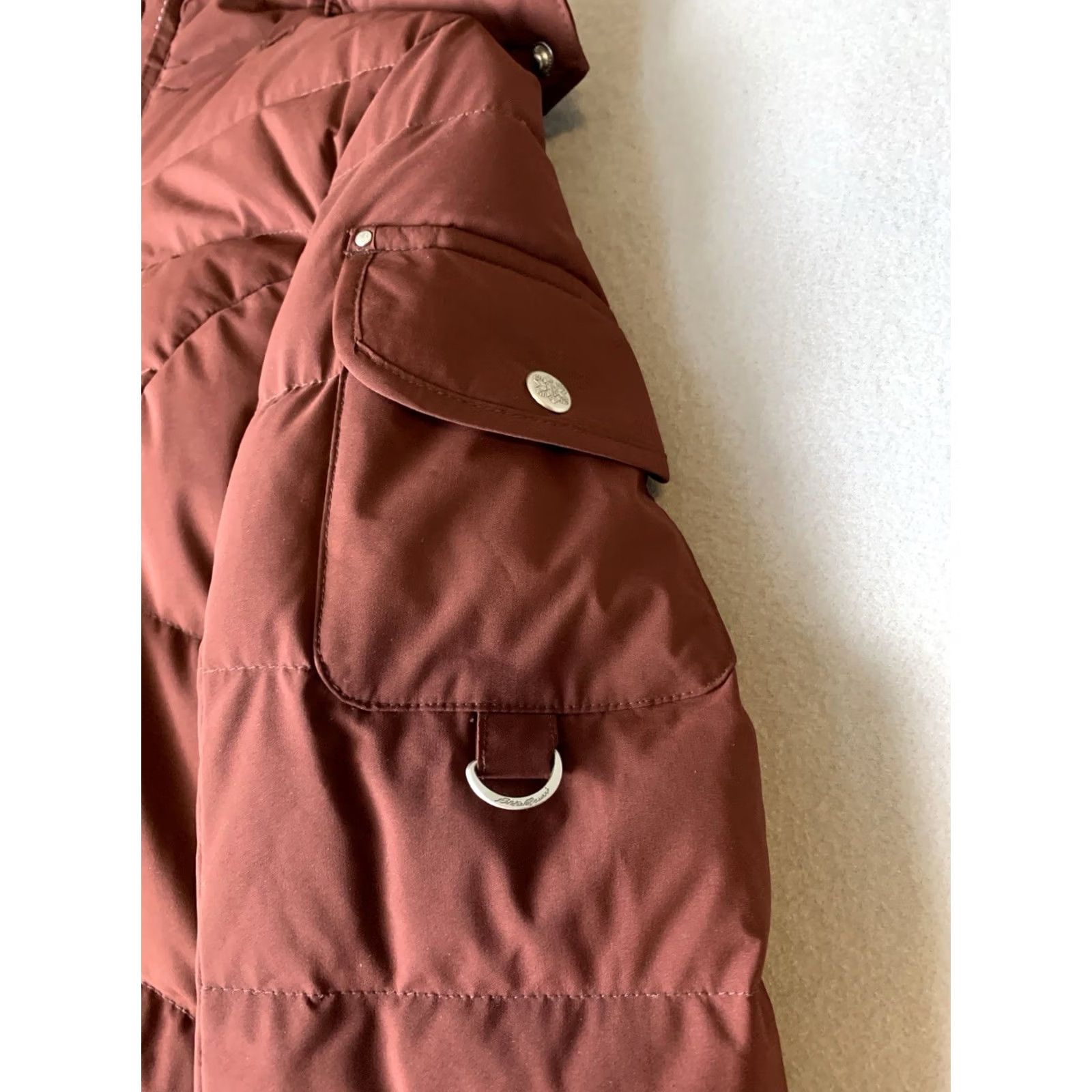 Eddie Bauer Eddie Bauer Jacket Woman Small Maroon Sun Valley Puffer Faux Fur Hood Parka Coat Size S / US 4 / IT 40 - 6 Thumbnail