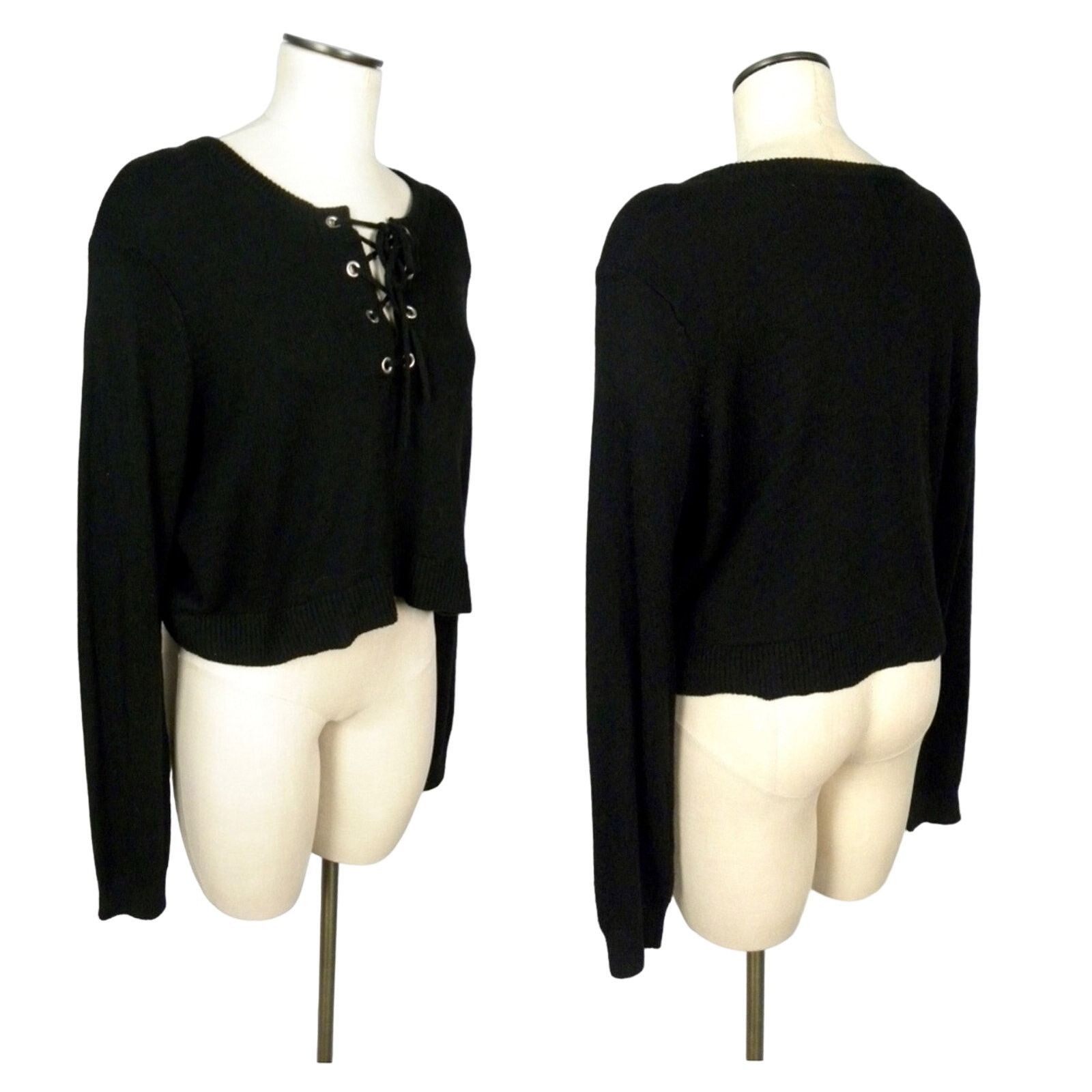 Other NEW Avec les Filles Black Crop Alpaca Blend Sweater XL Size XL / US 12-14 / IT 48-50 - 4 Thumbnail