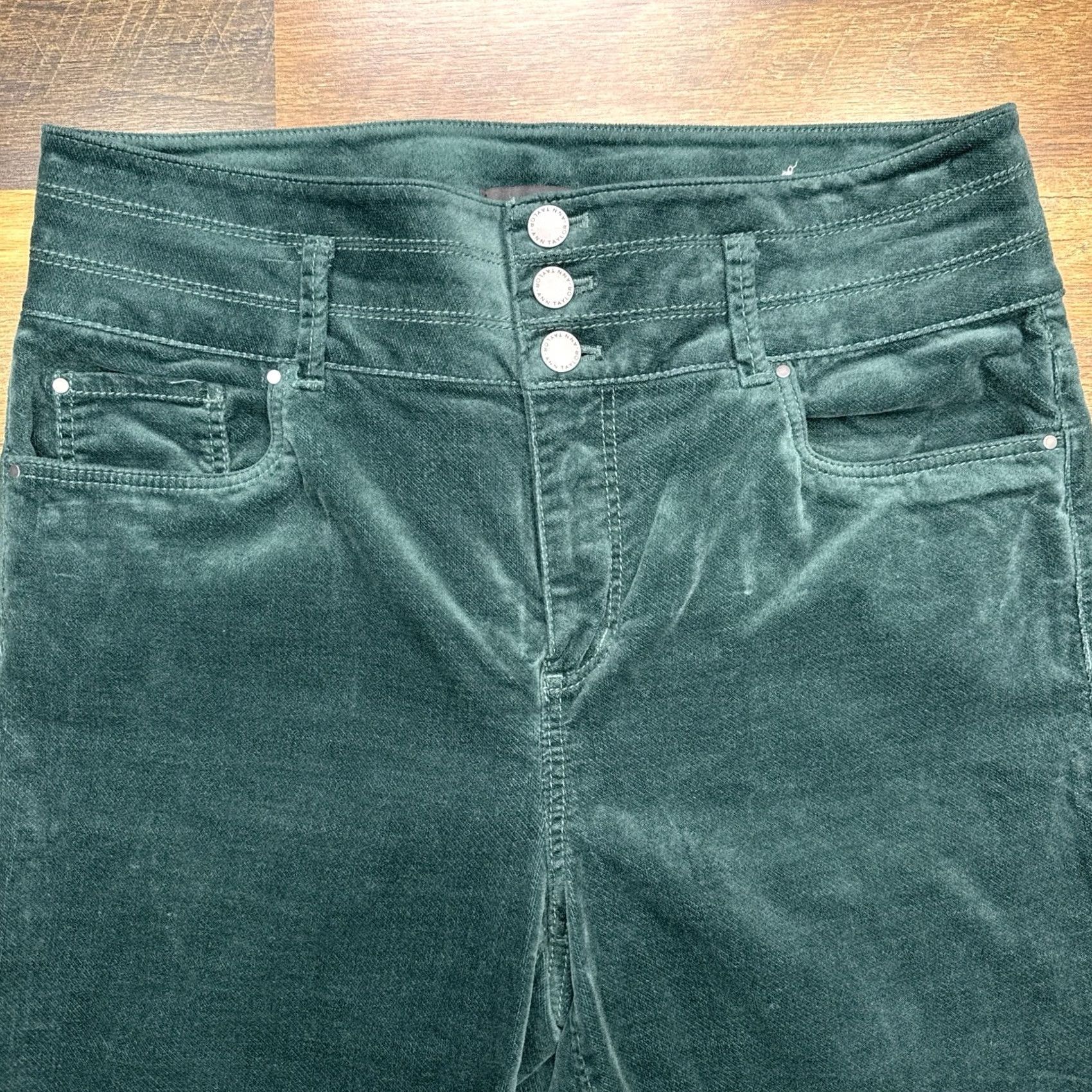 Ann Taylor Ann Taylor Pants Womens 10 Green Velvet High Rise Stretch Size 32" / US 10 / IT 46 - 3 Thumbnail