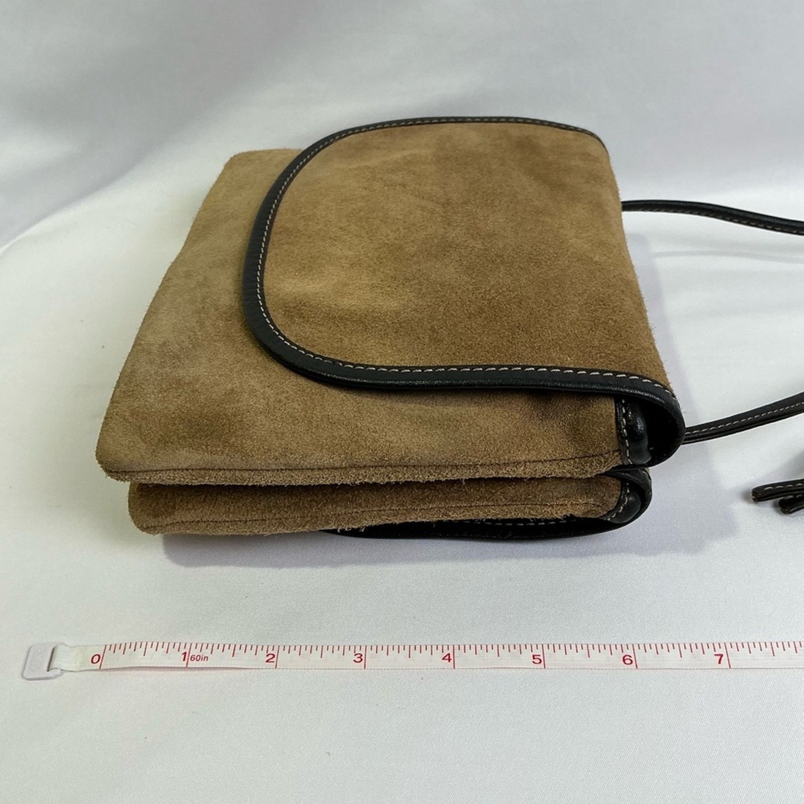 Vintage Loewe Tan Suede Shoulder Crossbody Bag Purse Anagram