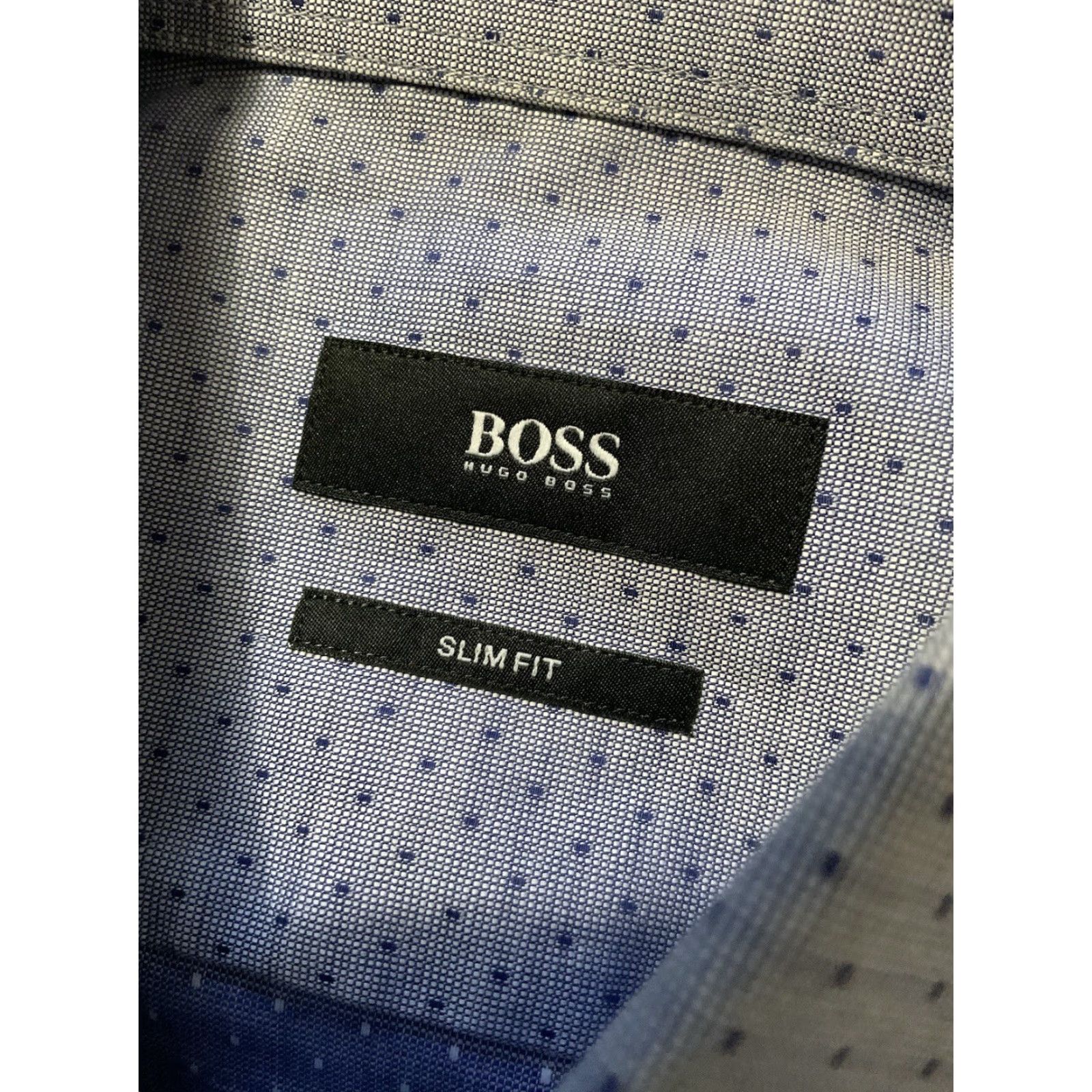 Hugo Boss VINTAGE Hugo Boss Jason Slim Fit Blue Polka Dot Dress Shirt Sz.15/38 Mens L/S Button Shirt Size 38R - 6 Thumbnail