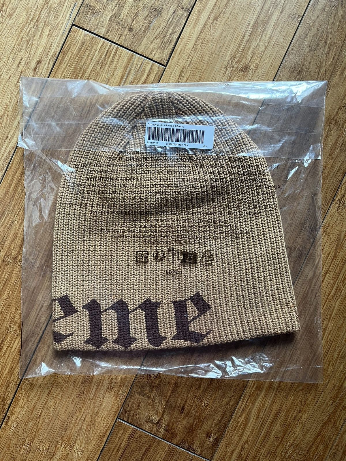 Supreme Suprem old English printed beanie khaki tan beige brown Size ONE SIZE - 4 Thumbnail