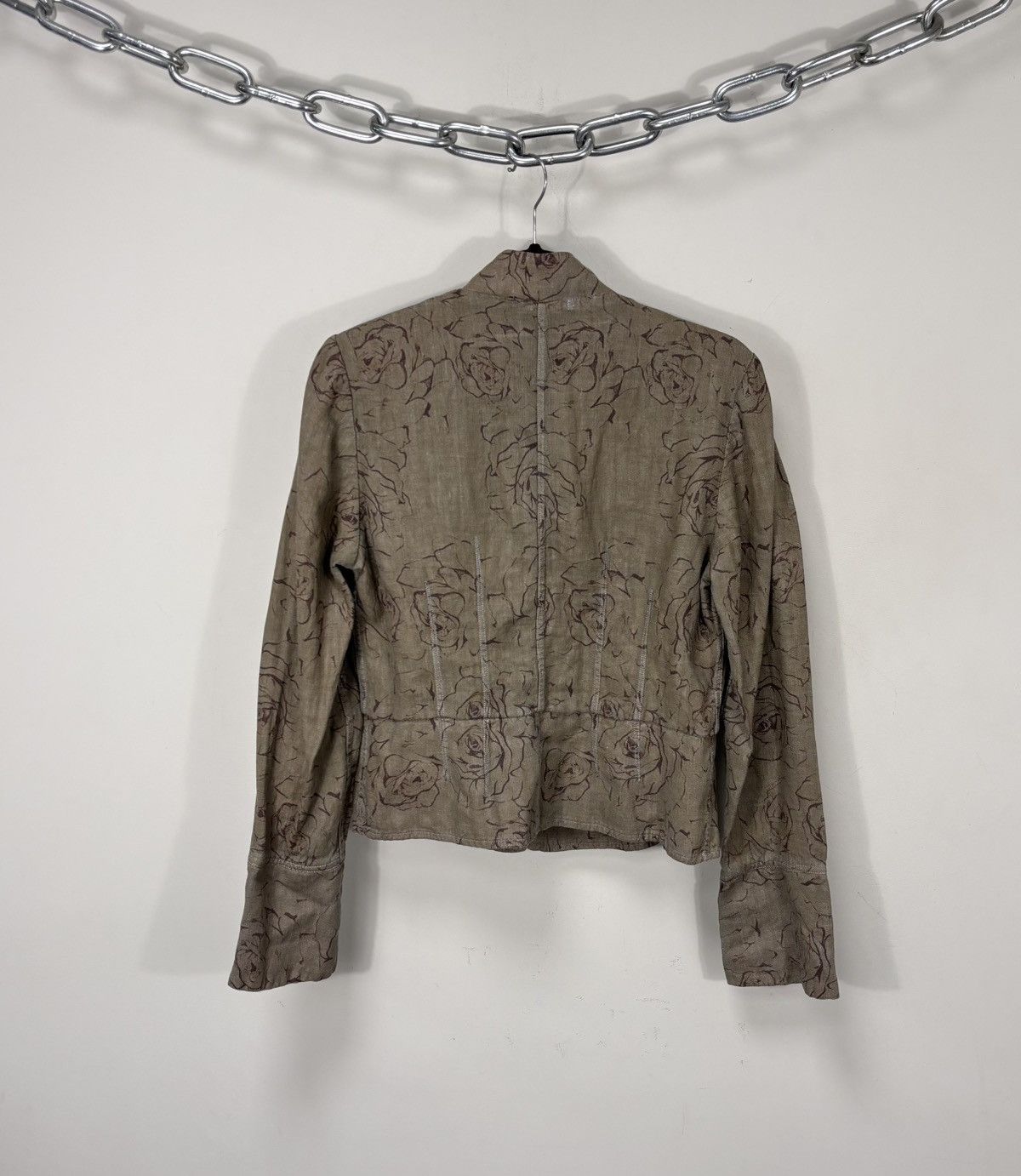 120% Lino 120% Lino Women’s Abstract Floral Brown Linen Blazer Jacket Size S / US 4 / IT 40 - 3 Thumbnail