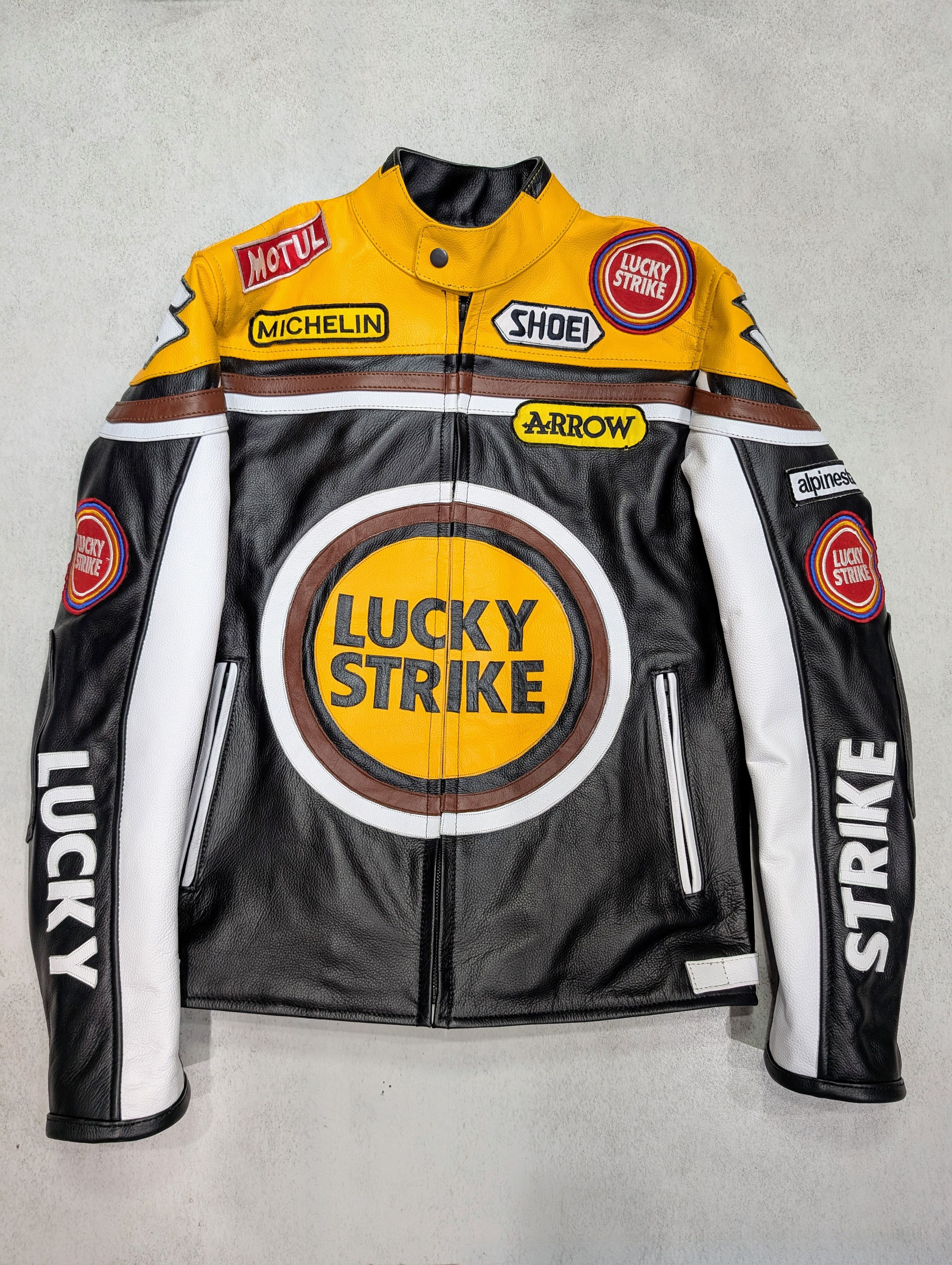 Vintage 🔥 LUCKY STRIKE 🔥 Leather Jacket Vintage Racing Size M / US 6-8 / IT 42-44 - 1 Thumbnail