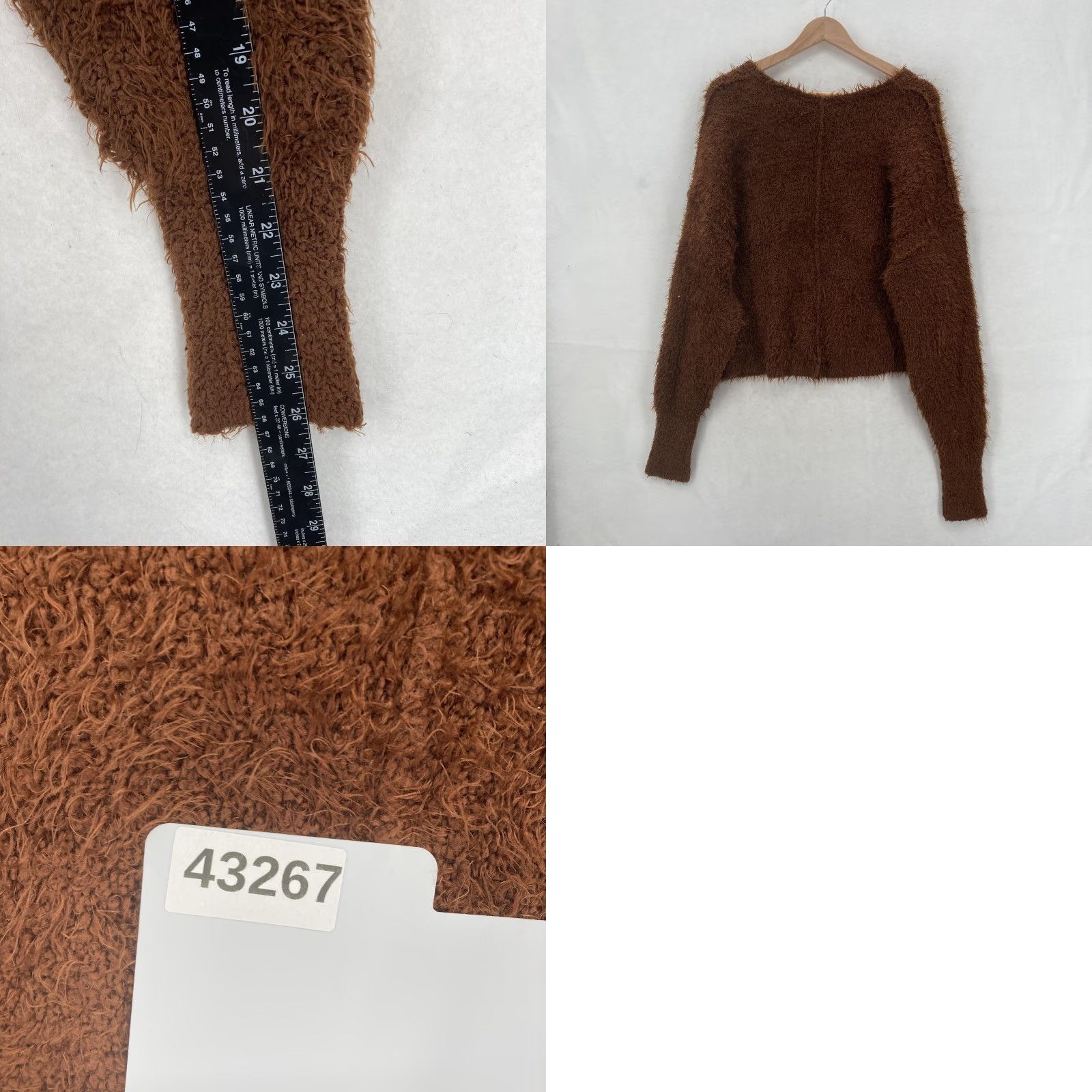 Free People VINTAGE Free People Sweater Womens Small Brown Soft Fuzzy V Neck Eyelash Knit Pullover Size S / US 4 / IT 40 - 8 Thumbnail