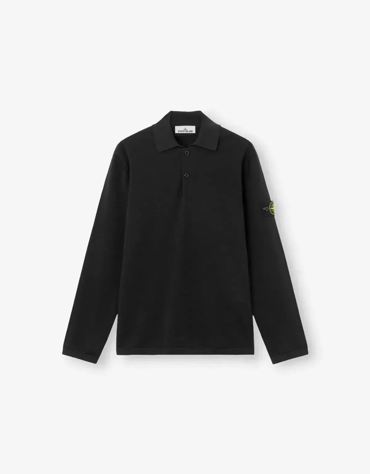 Stone Island Stone Island Black Knit LS Polo Shirt Size US XL / EU 56 / 4 - 1 Thumbnail