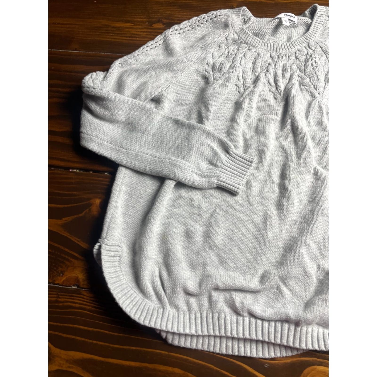 J. Jill J. Jill Sweater Shirt Women Size M Petite Gray V-Neck Long Sleeve Pullover Knit 100% Cotton Raglan Sleeve Vintage: No Size M / US 6-8 / IT 42-44 - 3 Thumbnail