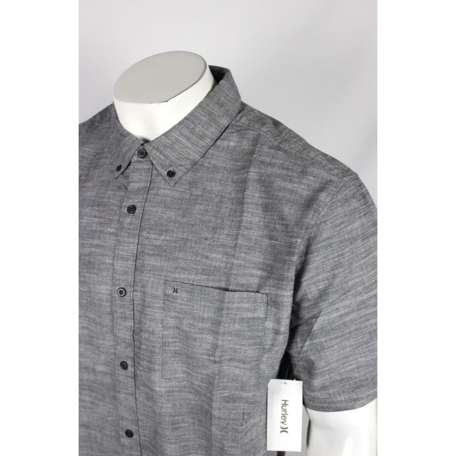 Hurley Hurley Men's One & Only 2.0 Button Shirt Short Sleeve XXL Chambray Gray Black Size US XXL / EU 58 / 5 - 4 Thumbnail