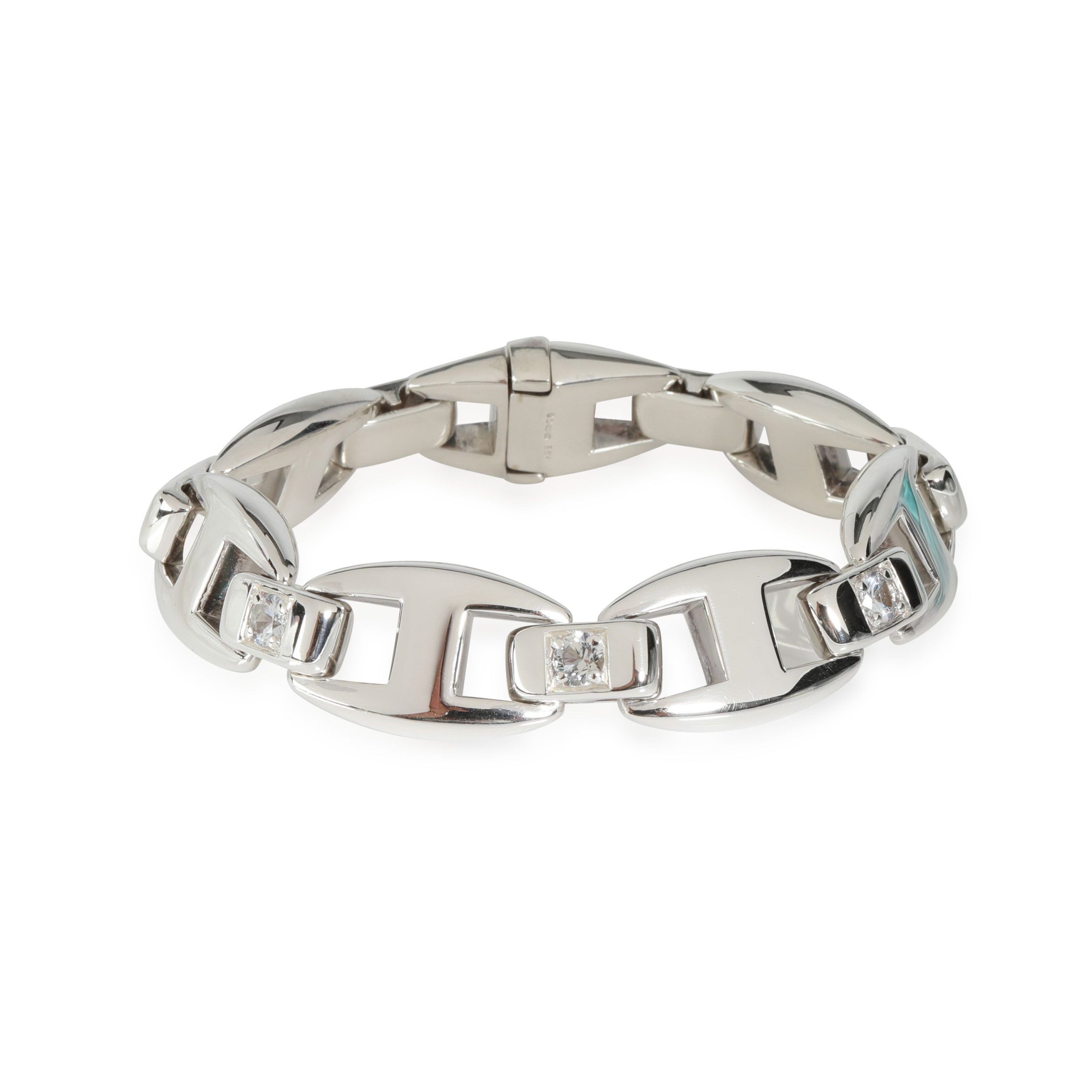 image of Hermes Cassiopee Sapphire Link Bracelet In Sterling Silver, Women's