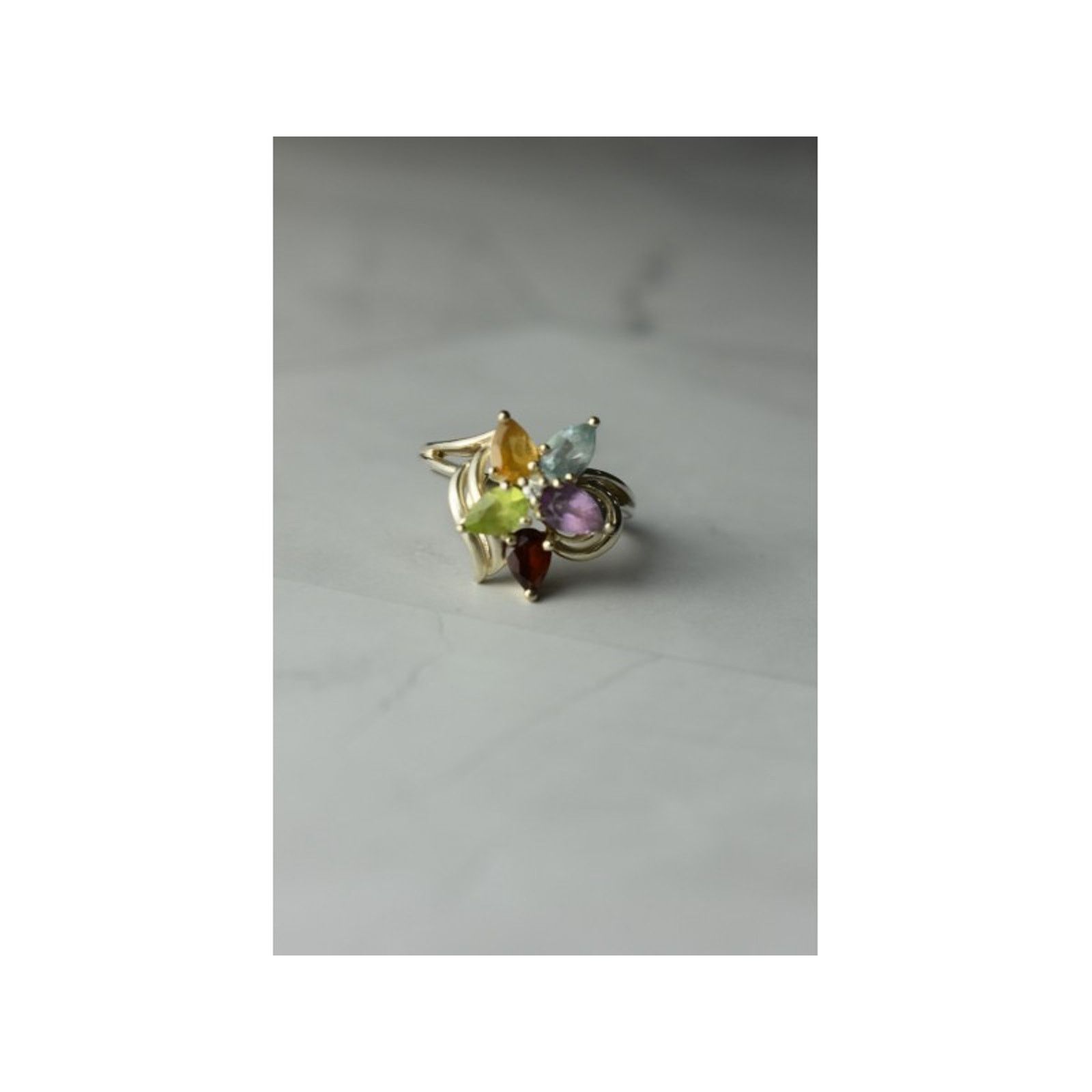 Jewelry 925 STERLING SILVER MULTI GEMSTONES "FLOWER" RING SIZE 8 Size ONE SIZE - 6 Thumbnail