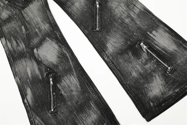Japanese Brand Men's zippered loose straight-leg punk dirty jeans Size US 32 / EU 48 - 6 Thumbnail