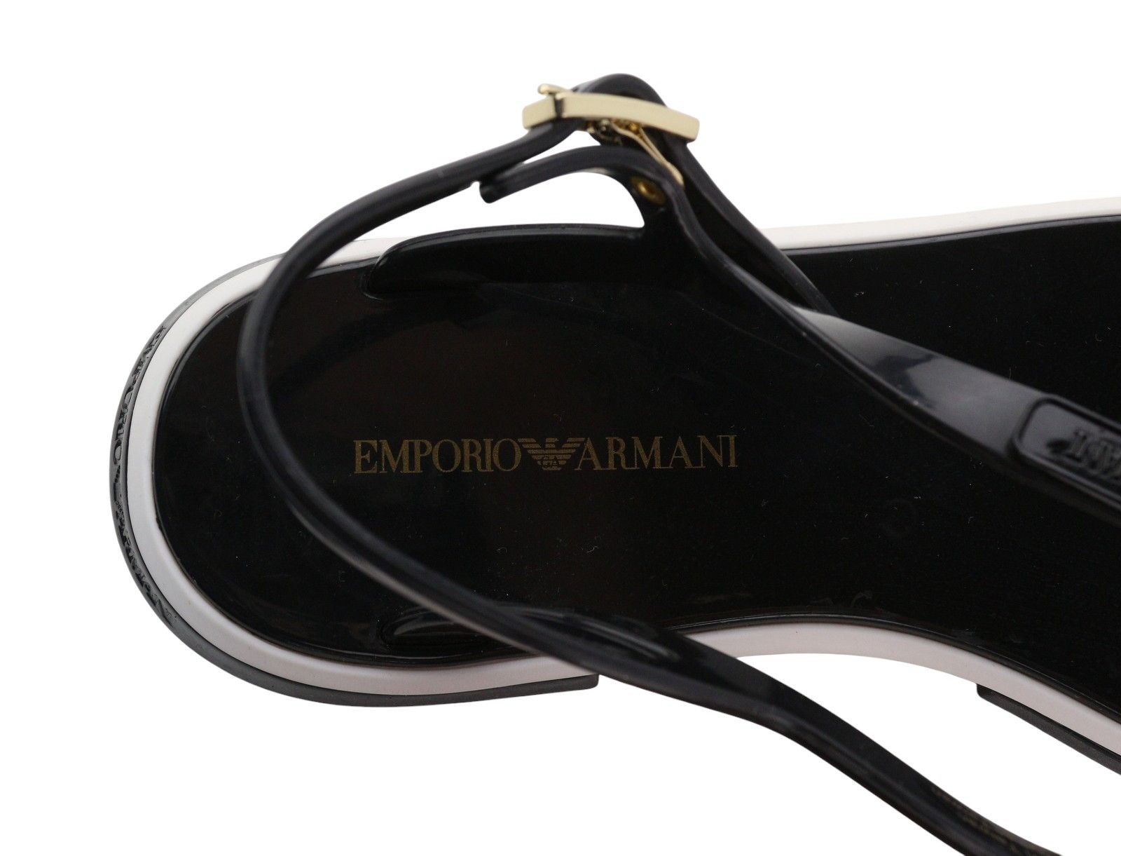 Emporio Armani EU37 Black Jelly Thong Slingback 84786 Size US 6 / IT 36 - 7 Thumbnail