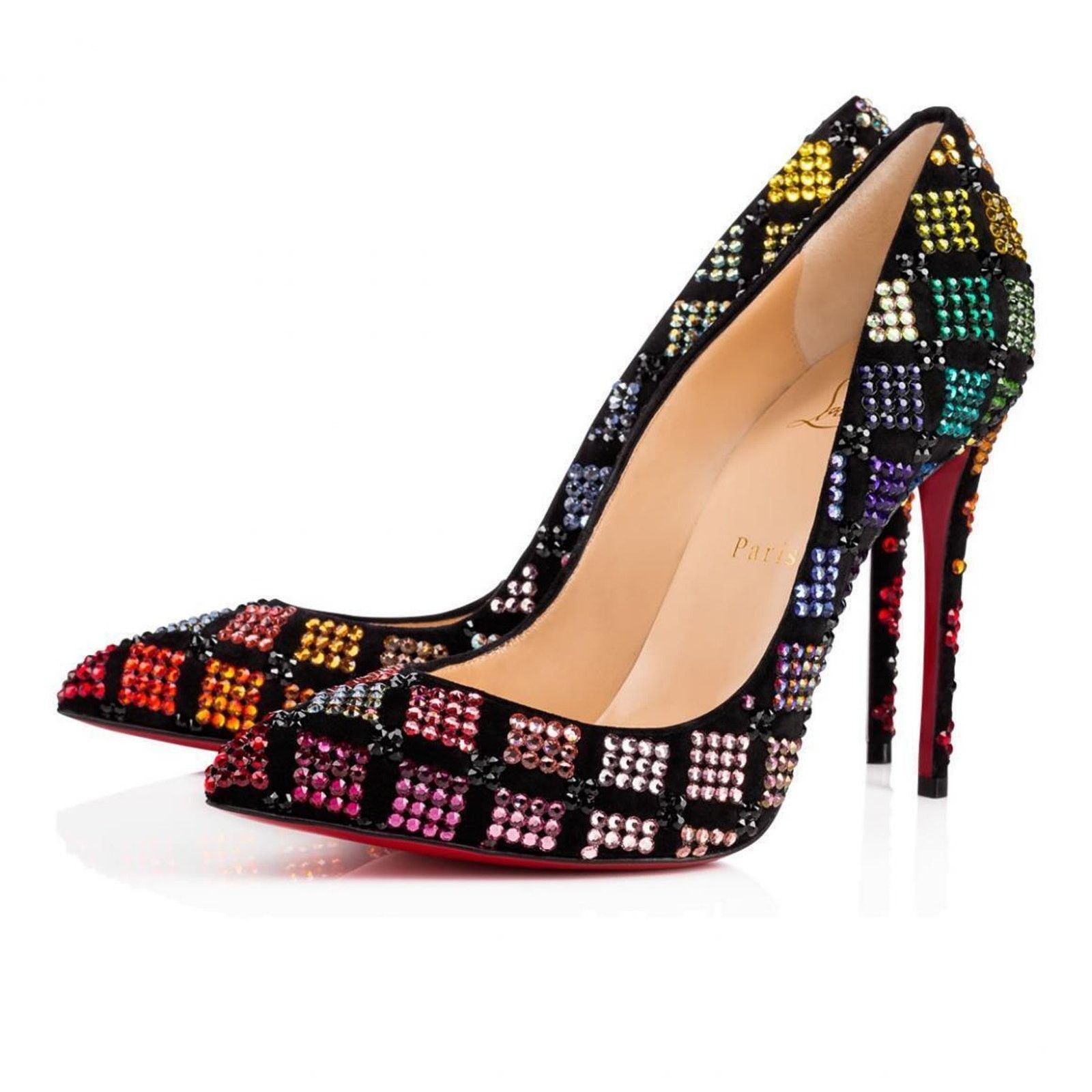 Christian Louboutin Arletta 100 Black Suede Red Strass Pigalle Heel Pump 36.5 Size US 6.5 / IT 36.5 - 1 Thumbnail