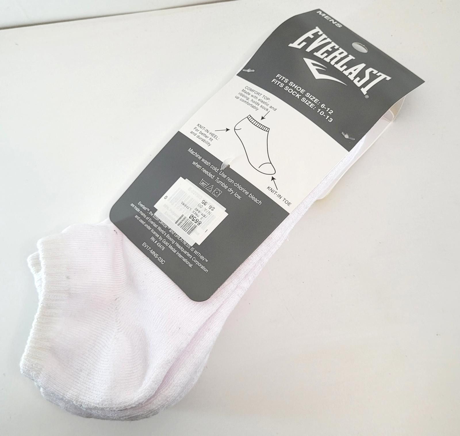 Everlast Everlast Men’s White Ankle Socks 3-Pair Shoe Size 6–12 NEW Size ONE SIZE - 2 Thumbnail