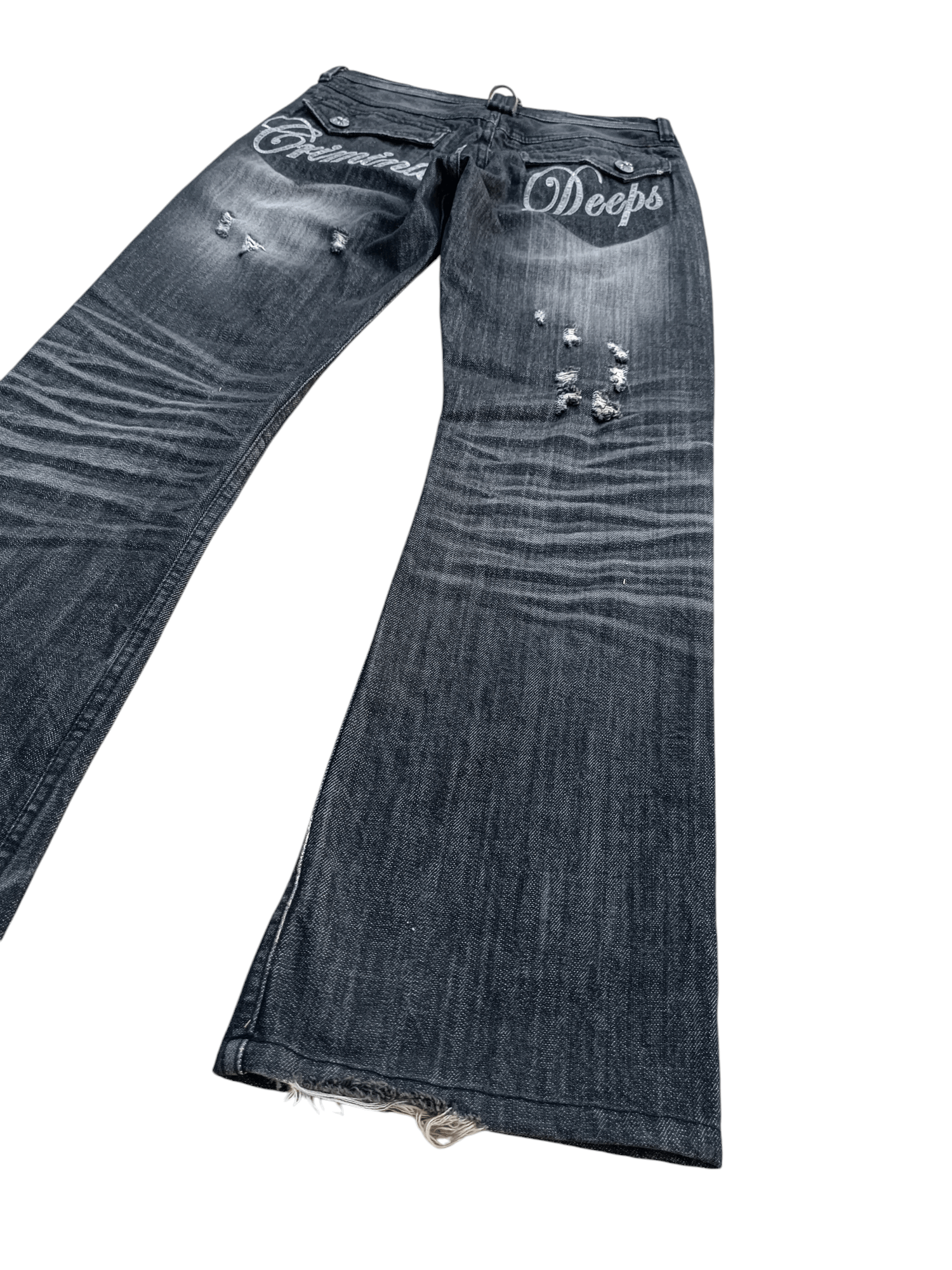 Japanese Brand RARE💥JAPANESE BRAND DENIM FLARE DISTRESED EMBROIDERY JEANS Size US 29 - 11 Thumbnail
