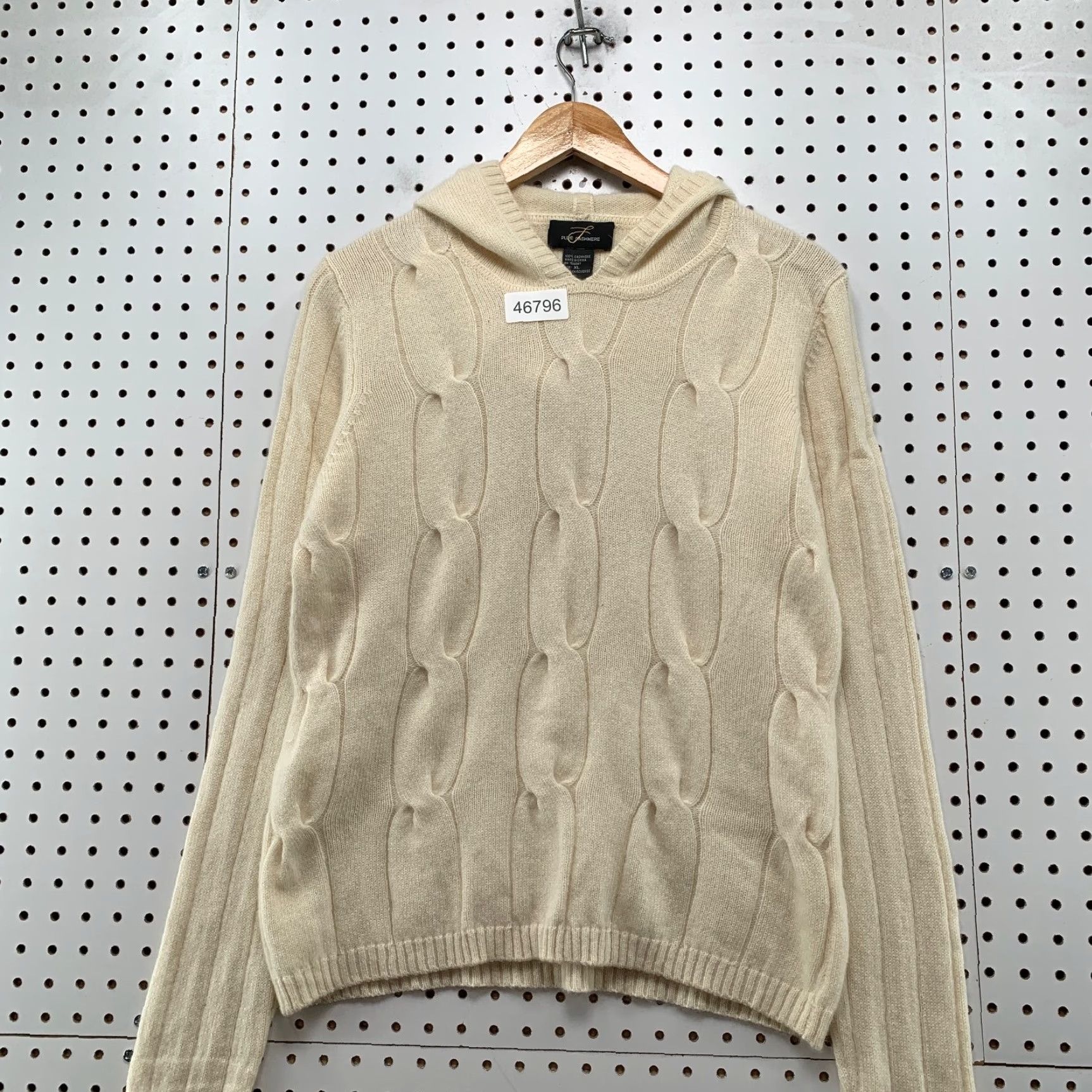Vintage VINTAGE Pure Cashmere 100% Cashmere Sweater Hoodie Womens XL Beige Cable Knit Soft Size XL / US 12-14 / IT 48-50 - 4 Thumbnail
