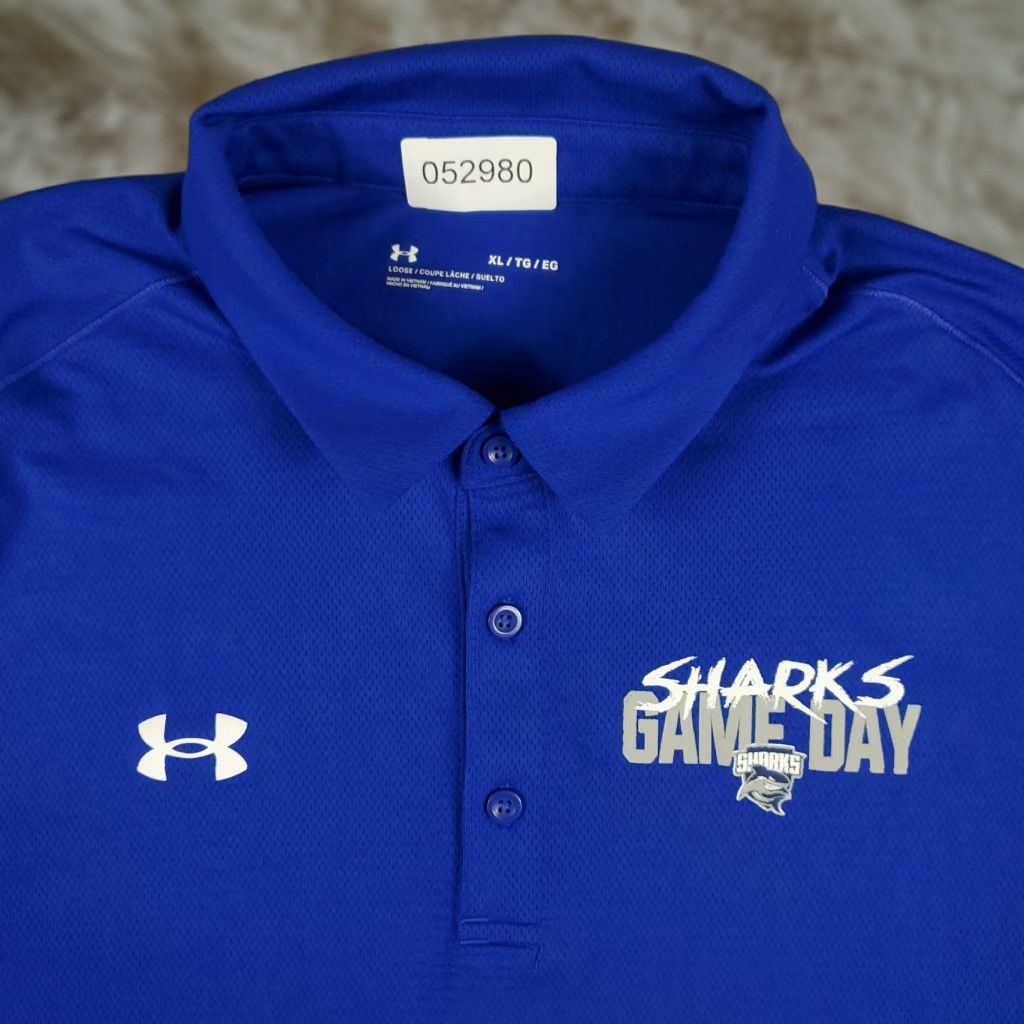Under Armour Under Armour Shirt Mens XL Blue Sharks Casual Short Sleeve Polo Size US XL / EU 56 / 4 - 1 Thumbnail