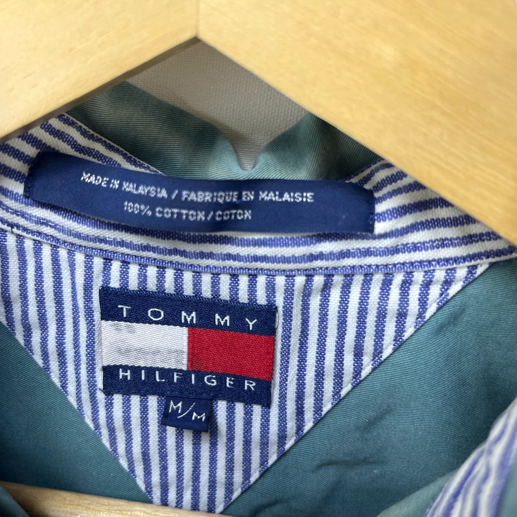 Tommy Hilfiger VINTAGE Tommy Hilfiger Crest Button-Up Long Sleeve Shirt M Green Mens 90s Size US M / EU 48-50 / 2 - 5 Thumbnail