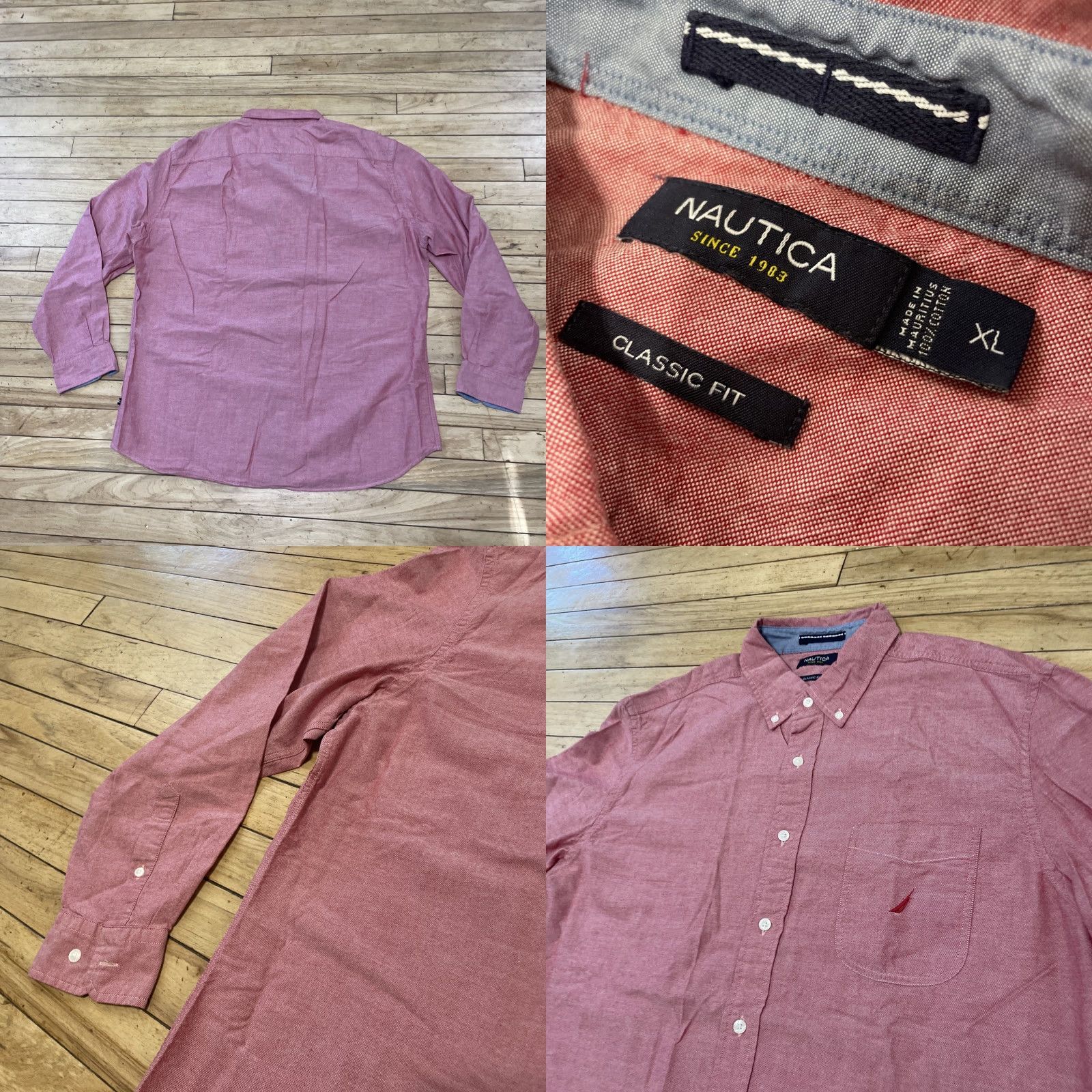 Nautica Nautica Button Shirt Men XL Salmon Pink Classic Fit Preppy Work Casual Button-Up Shirts Size US XL / EU 56 / 4 - 10 Thumbnail