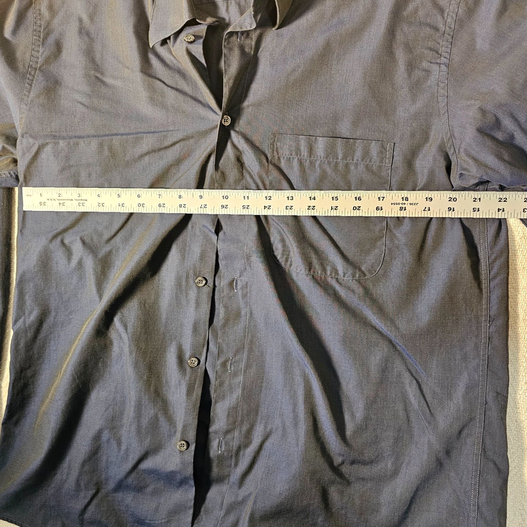 Vintage VINTAGE Bachrach Shirt — Button-Front Dress Shirt, Long Sleeve, 16, Blue, Cotton, Mens, Classic Fit Size 42R - 6 Thumbnail