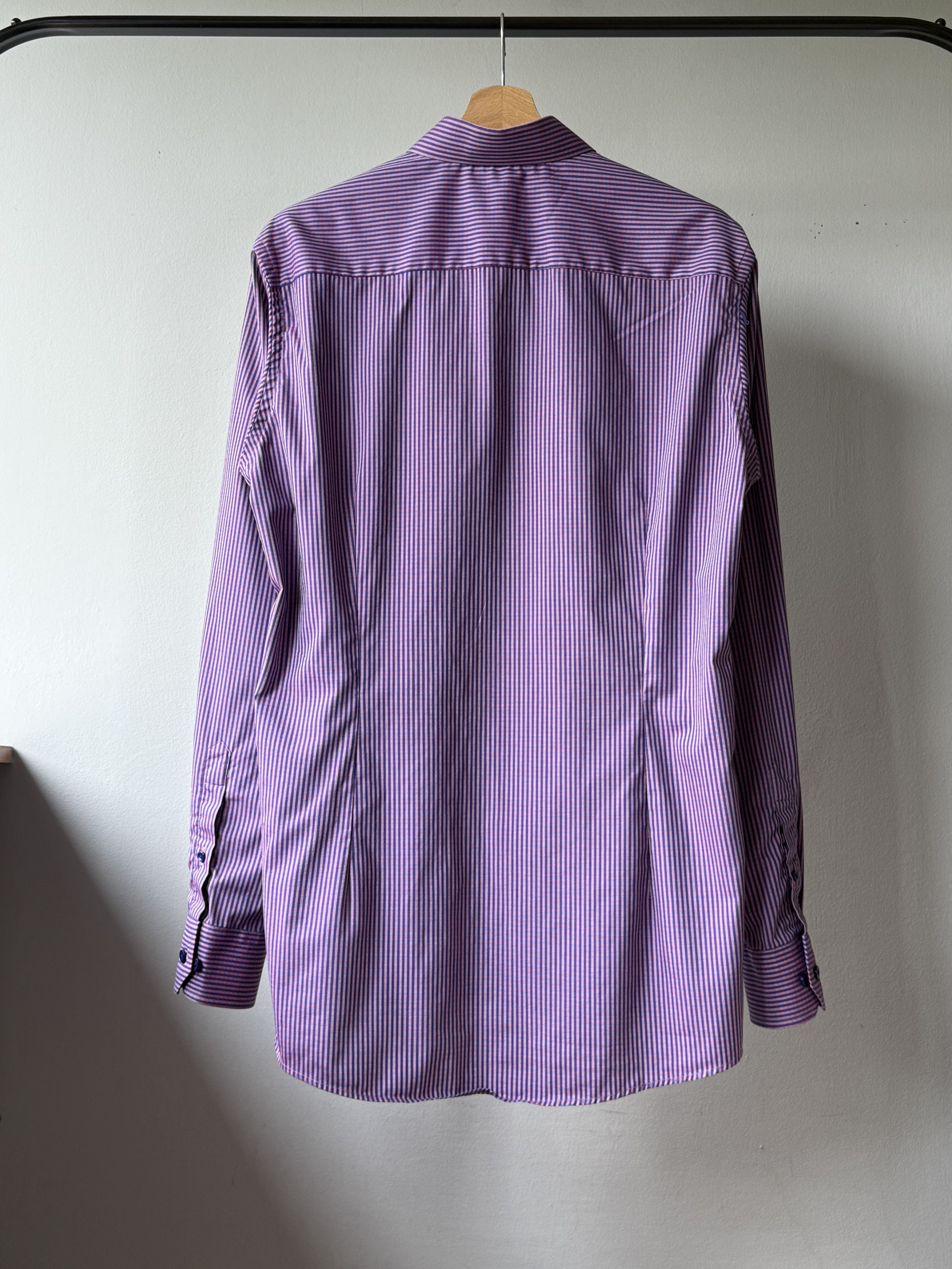 Eton Eton Contemporary Fit Purple Checked Cotton L/S Dress Shirt Size US L / EU 52-54 / 3 - 2 Thumbnail
